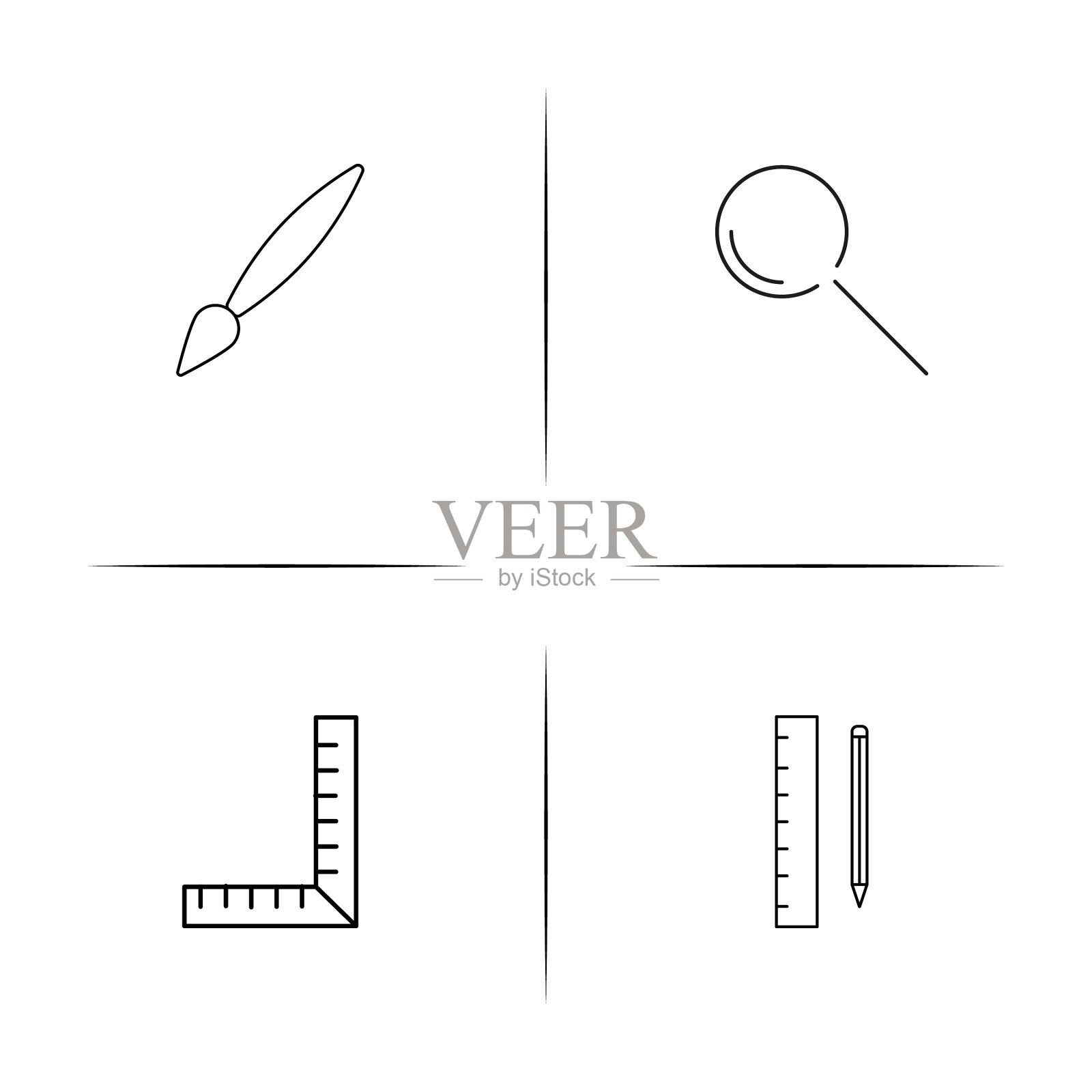 创意过程和设计简单的线性图标图标素材