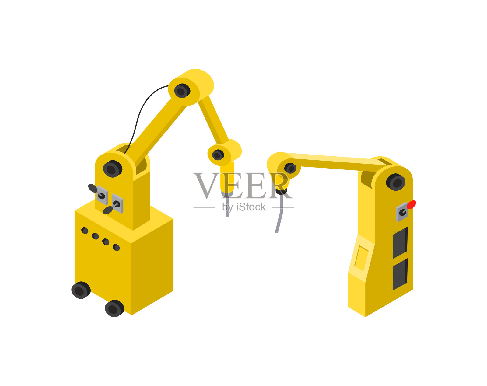 现代机器人树立智能产业的多彩旗帜设计元素图片