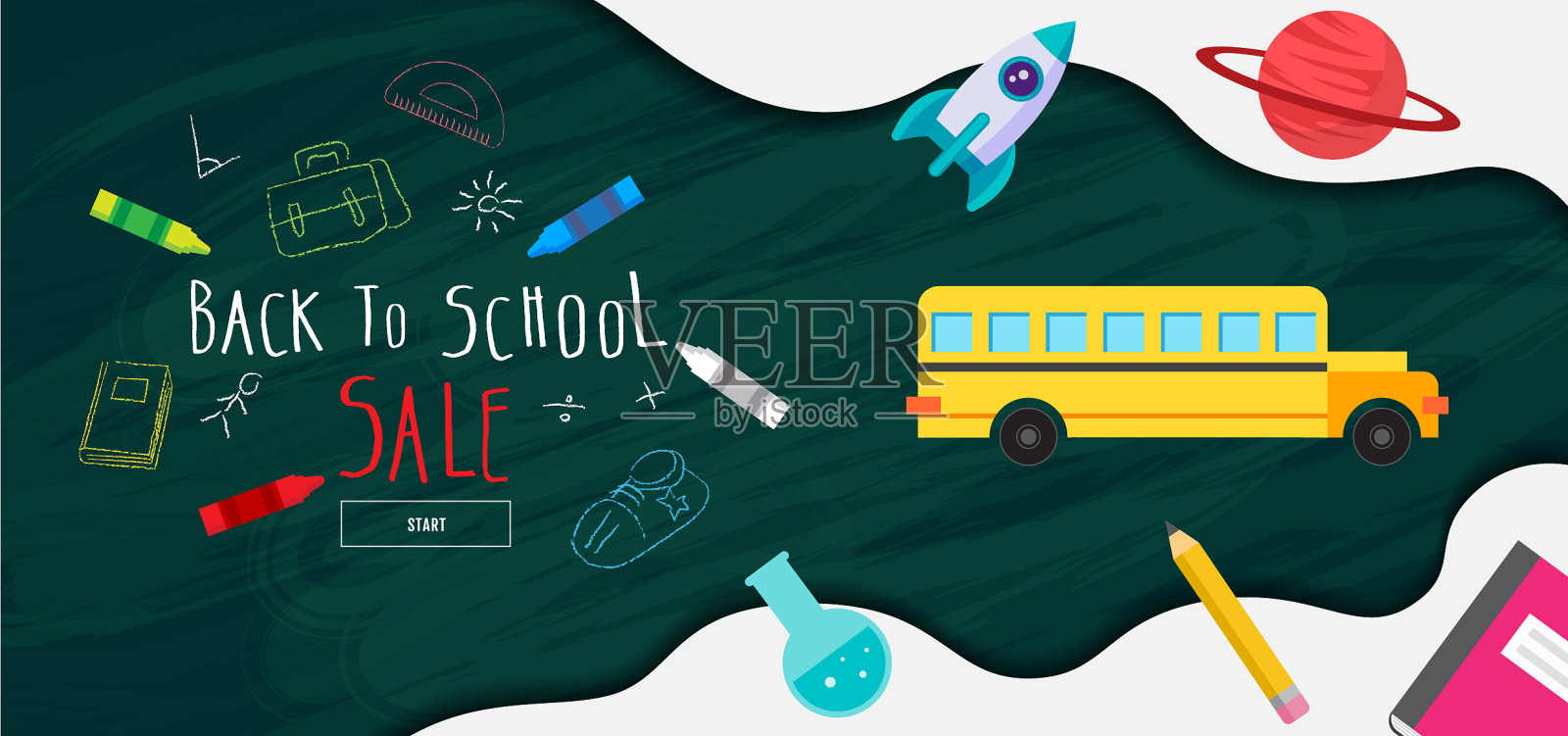 返校销售横幅海报平面设计插画图片素材