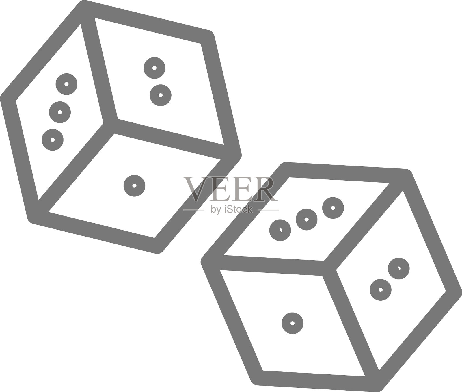 简单的骰子线图标和符号设计元素图片