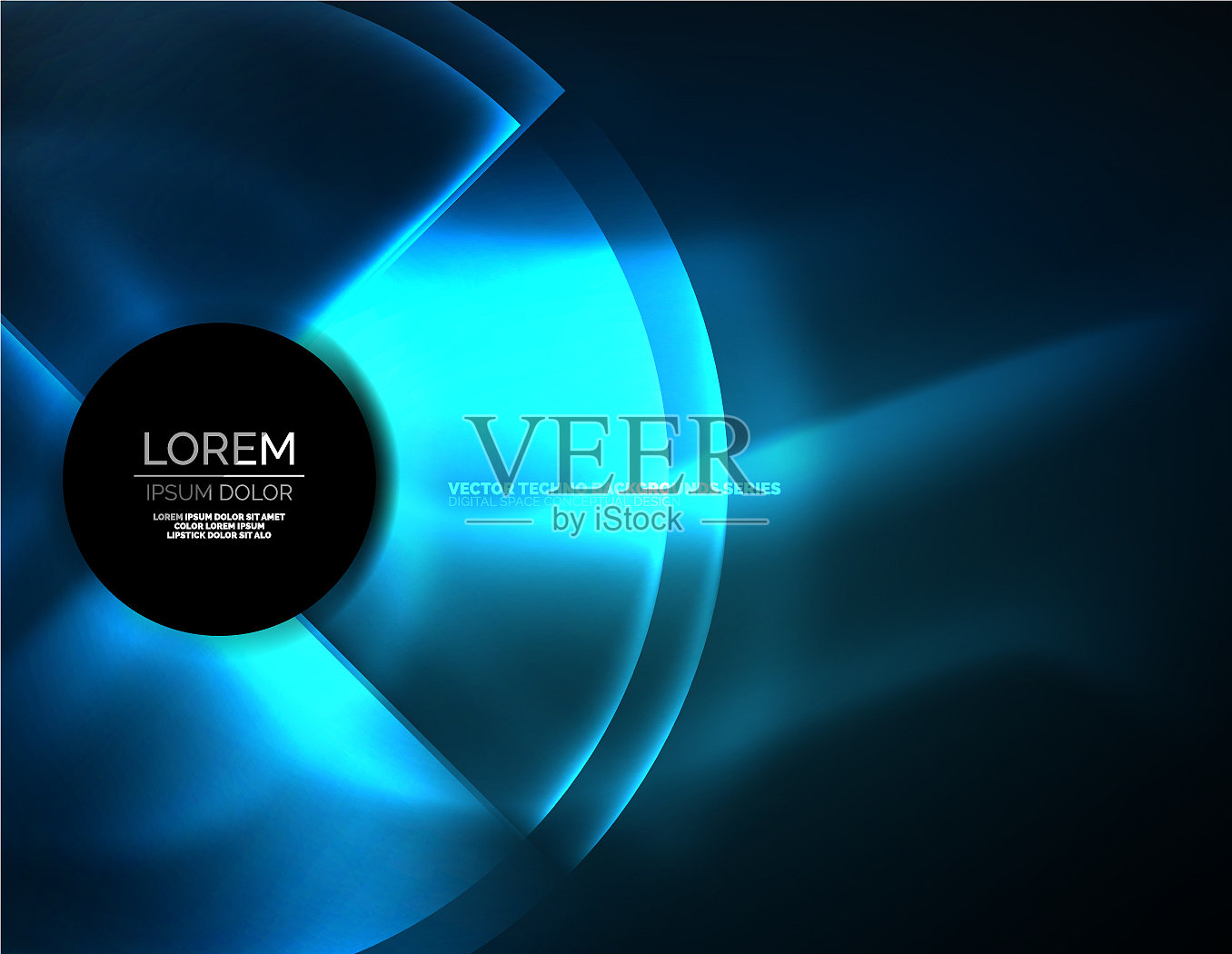 圆形发光霓虹灯形状的技术背景插画图片素材