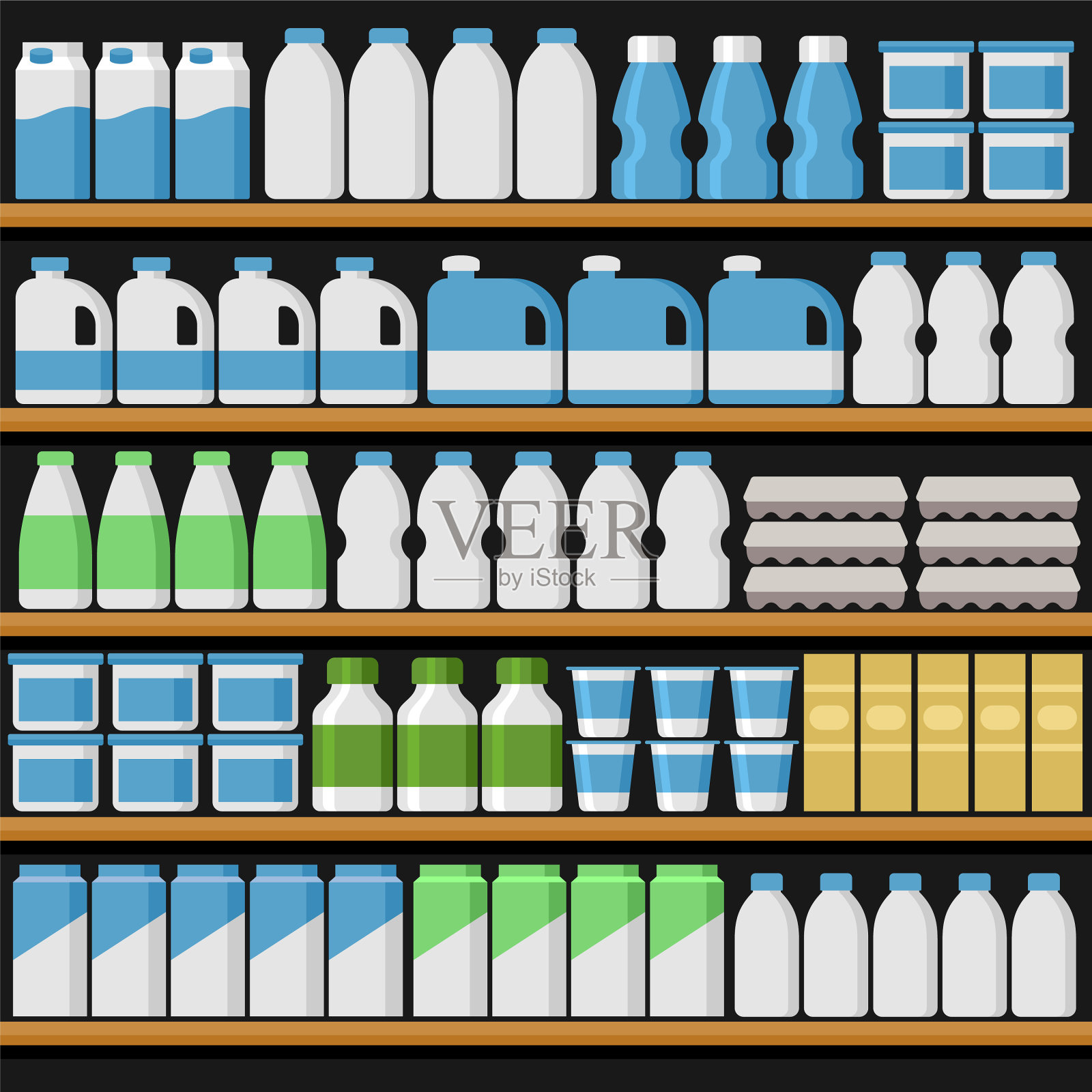 超市货架上的产品和货架插画图片素材