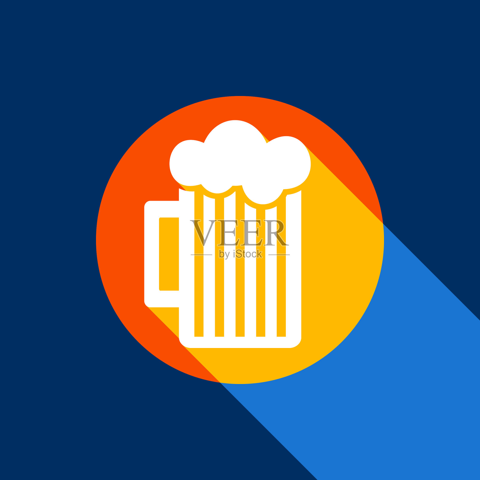 啤酒杯标志白色图标上的橘色插画图片素材