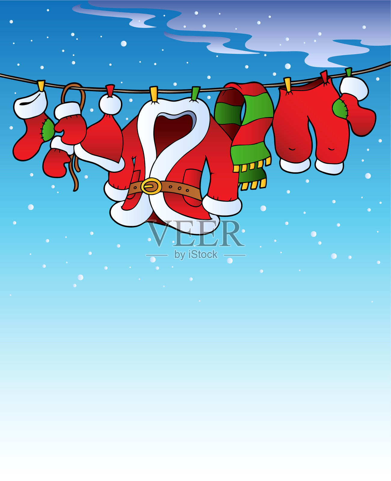 雪白的天空与圣诞服装插画图片素材
