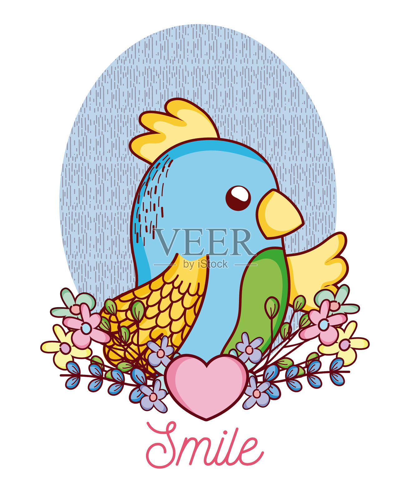 卡通可爱的长尾小鹦鹉设计元素图片