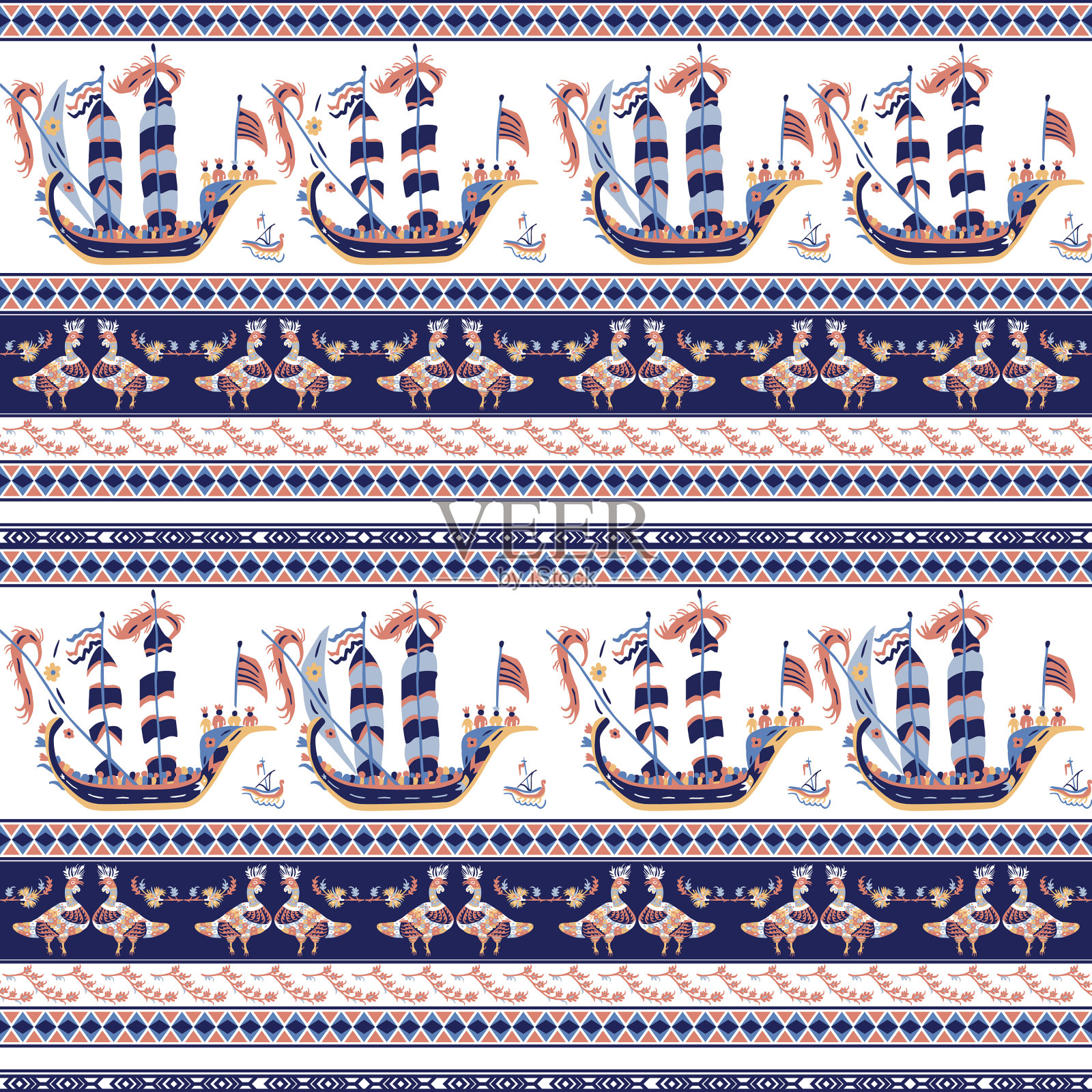 无缝图案与希腊图案插画图片素材