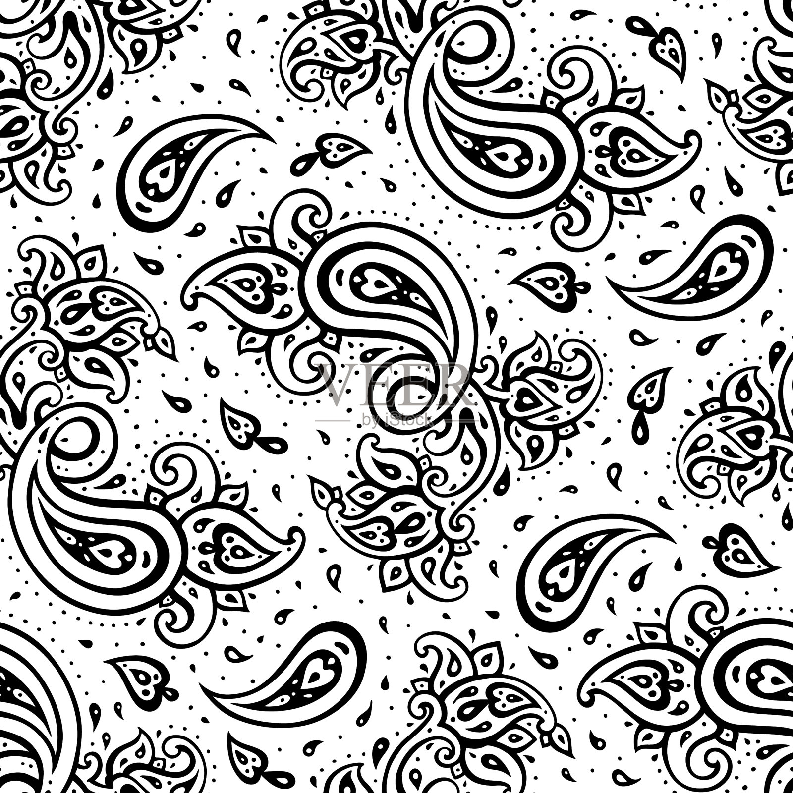 佩斯利背景手绘装饰插画图片素材