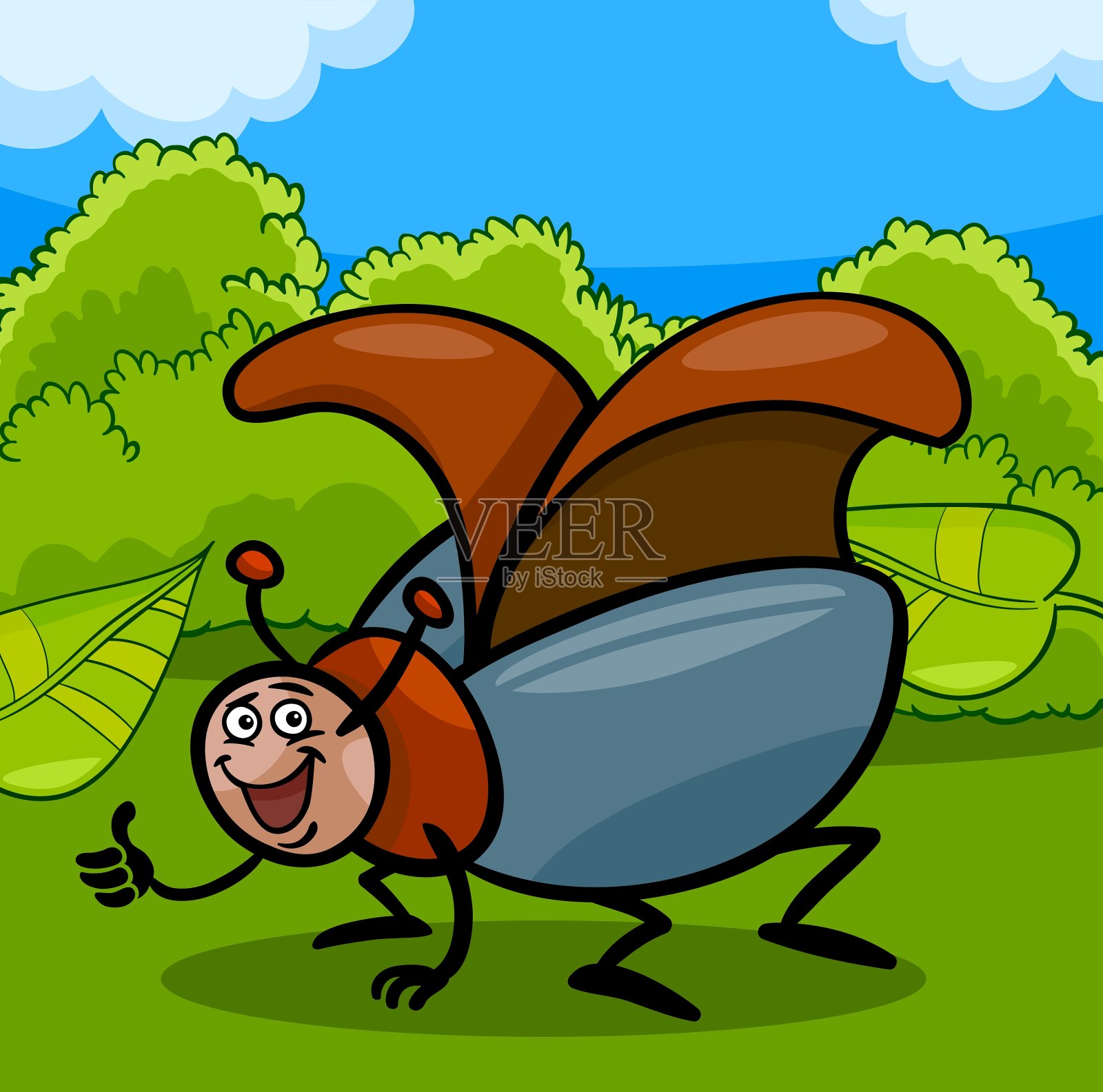 甲虫的昆虫卡通插画图片素材