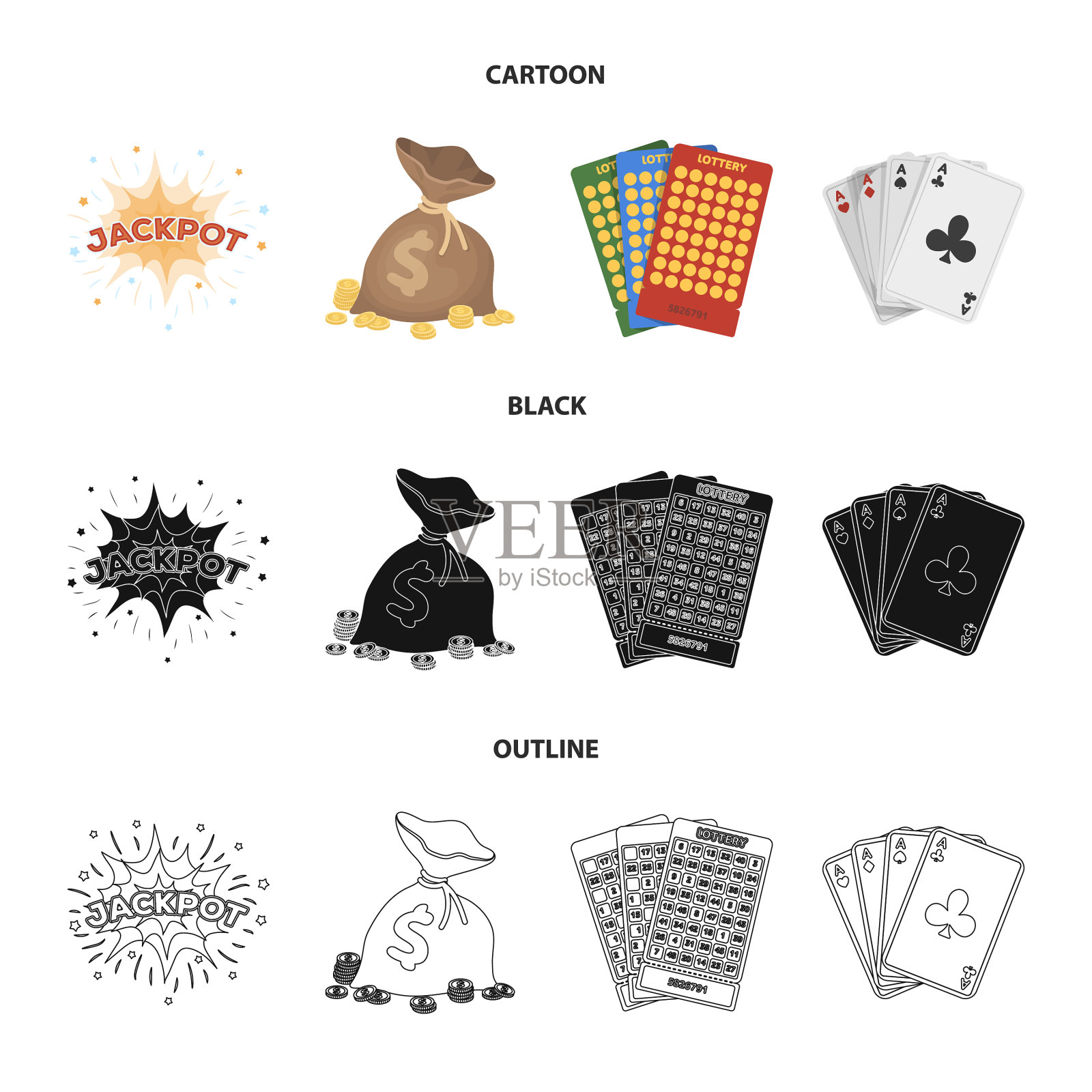 杰克汗流浃背地拿着赢来的钱插画图片素材