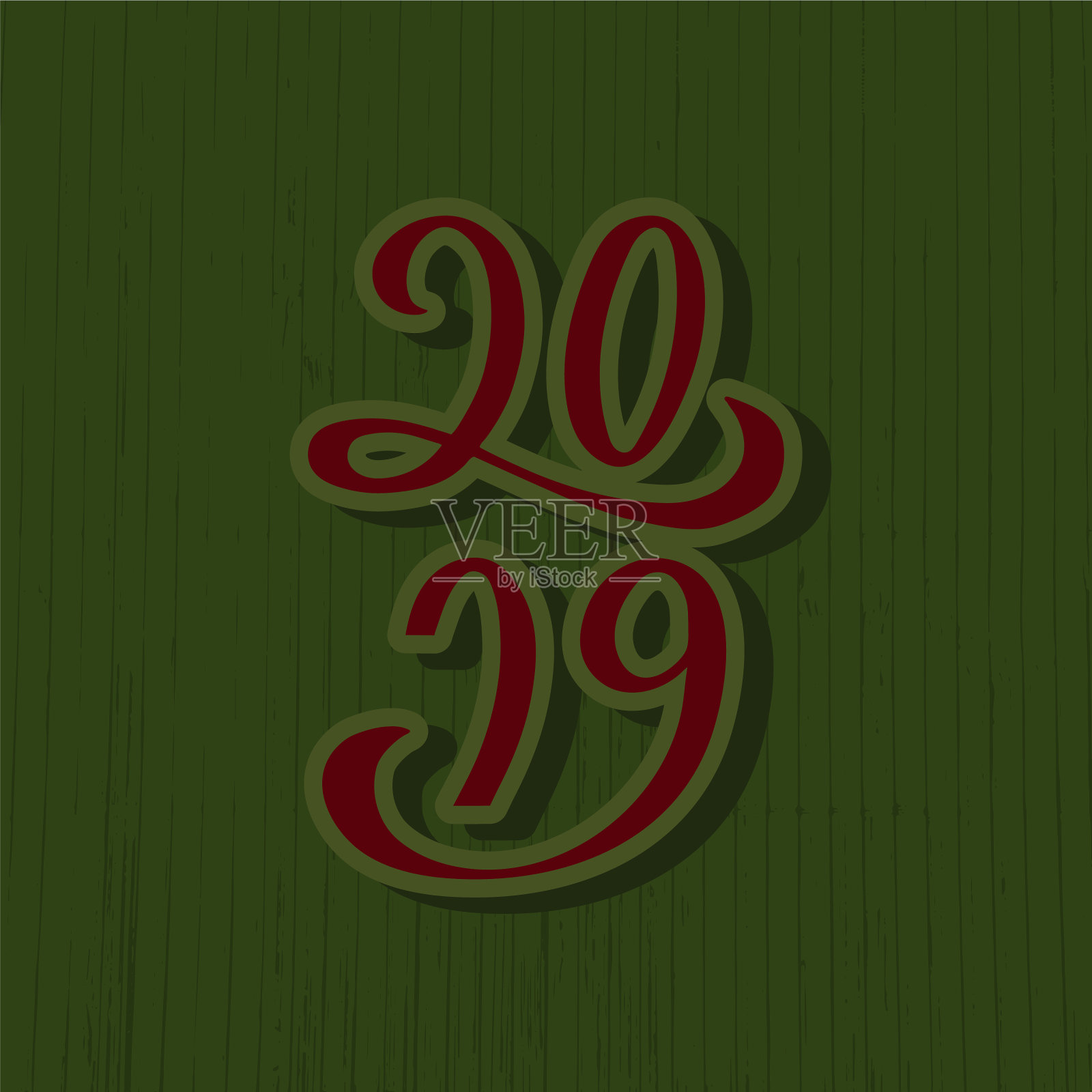 2019邀请或贺卡明信片插画图片素材