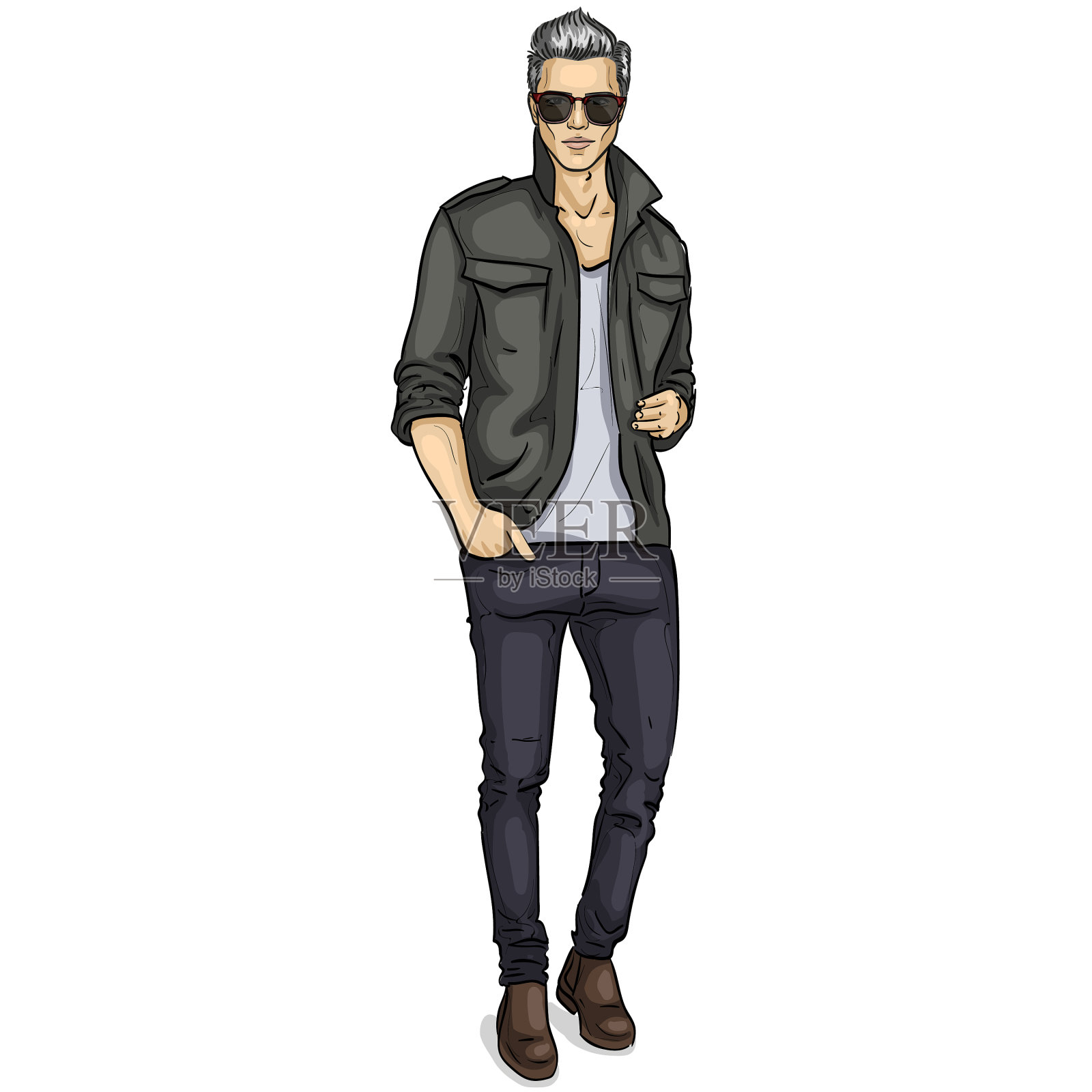 男人穿着模型设计元素图片