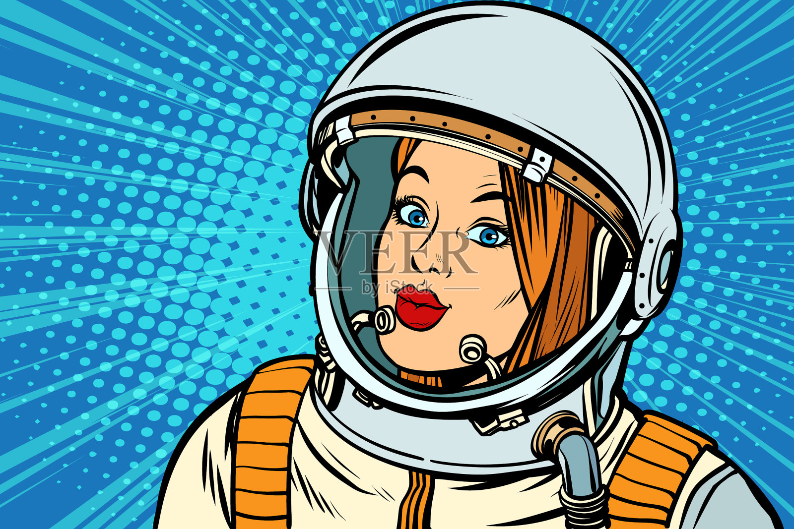 严重的女宇航员插画图片素材
