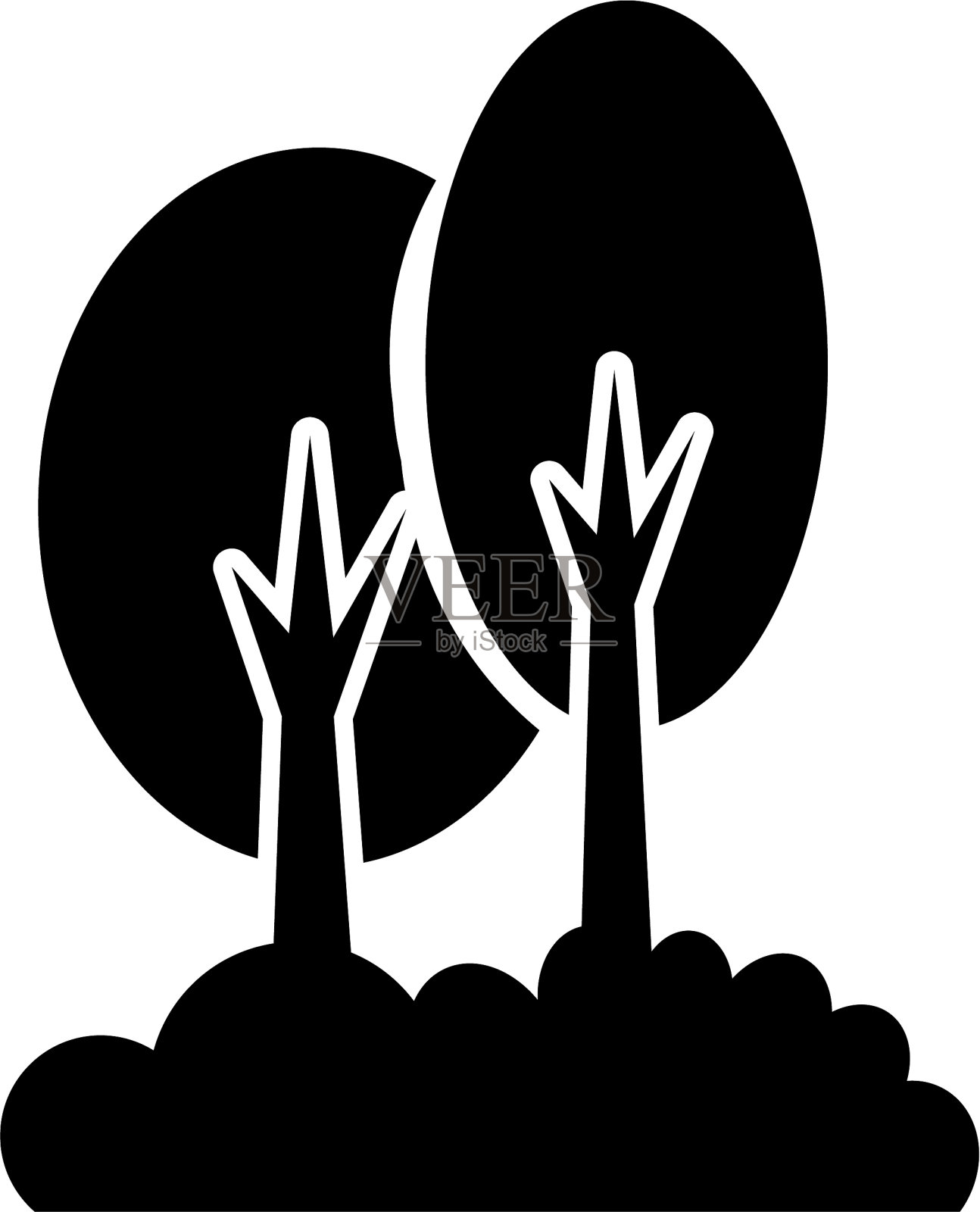 树木森林天然露营观叶植物插画图片素材