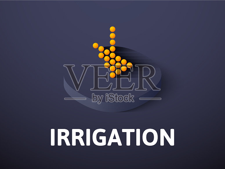 灌溉等距图标孤立的颜色插画图片素材