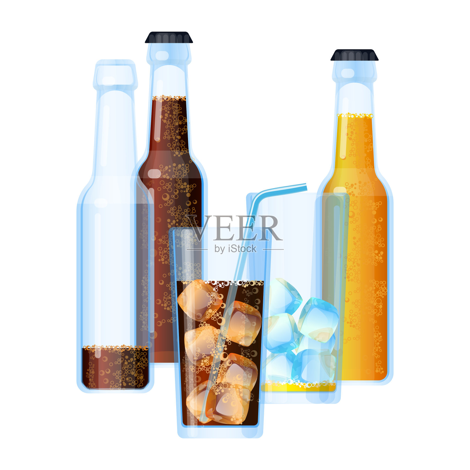 气泡饮料饮料与冰设计元素图片