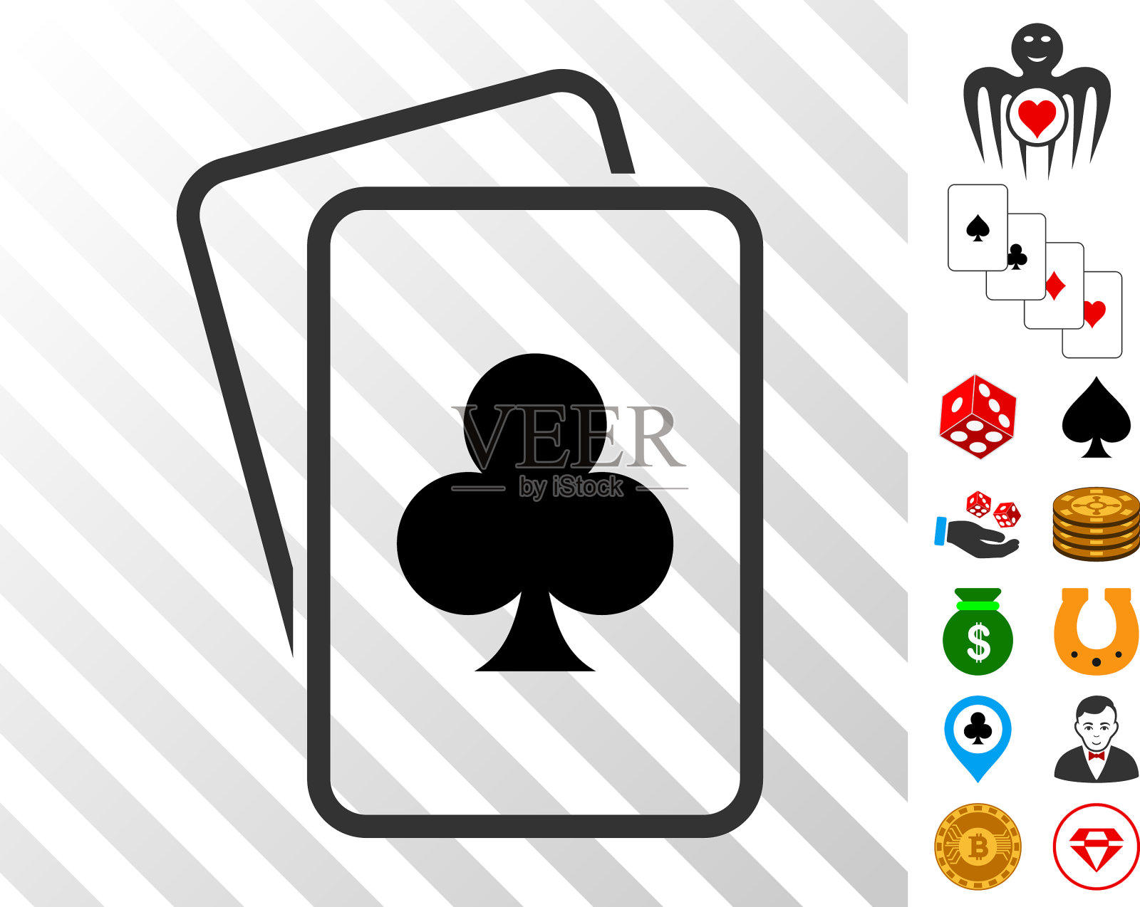 俱乐部赌博卡图标与奖金插画图片素材