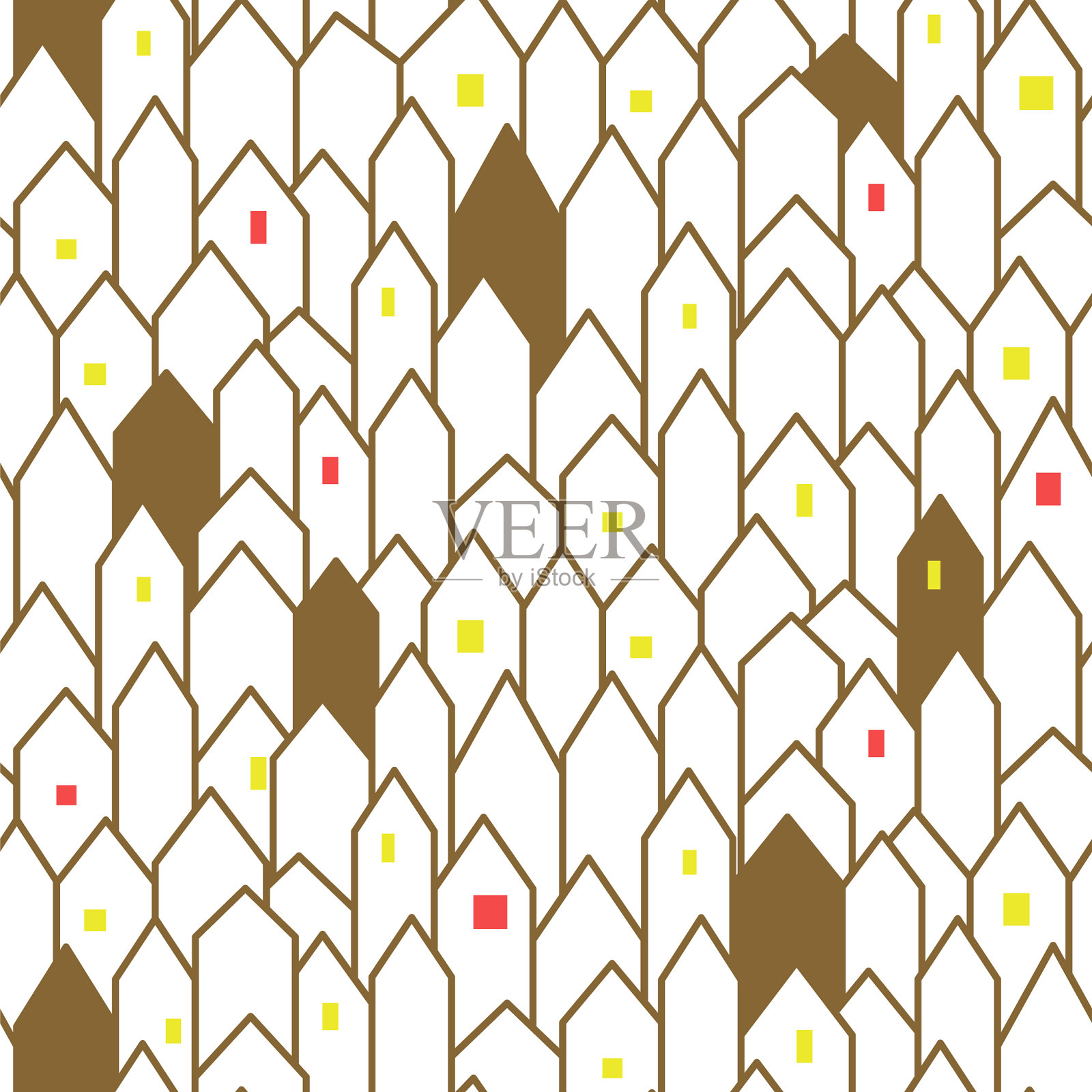 金色和白色的抽象房屋无缝衔接插画图片素材