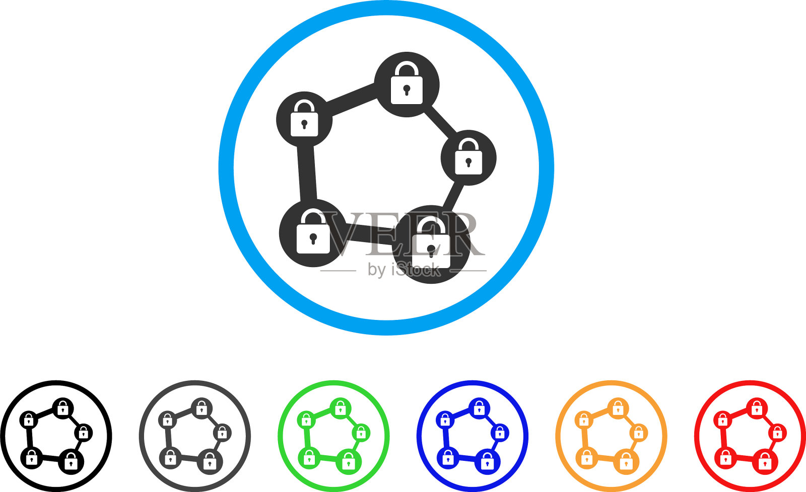 区块链网络圆形图标插画图片素材