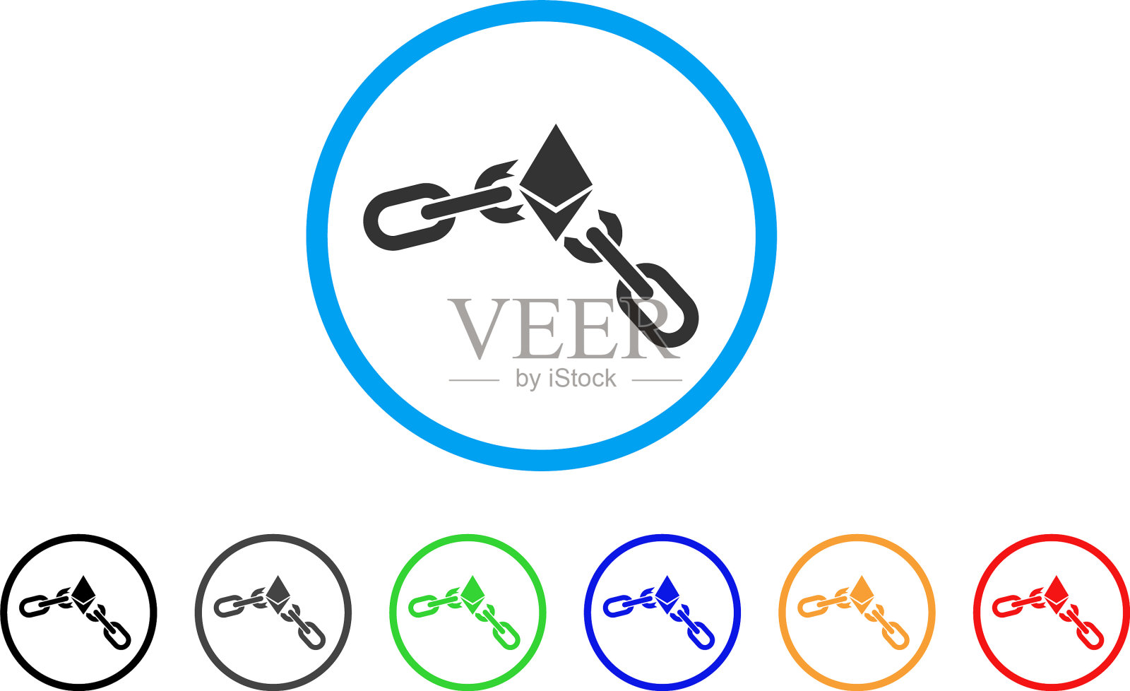 以太坊断链圆形图标插画图片素材