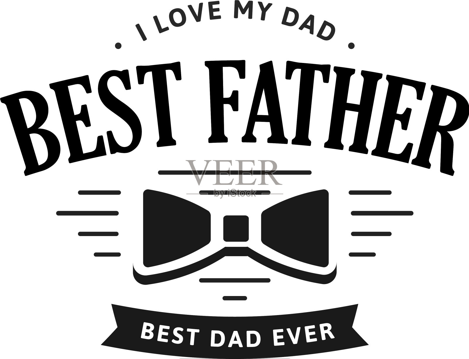 祝老爸父亲节设计黑快乐插画图片素材