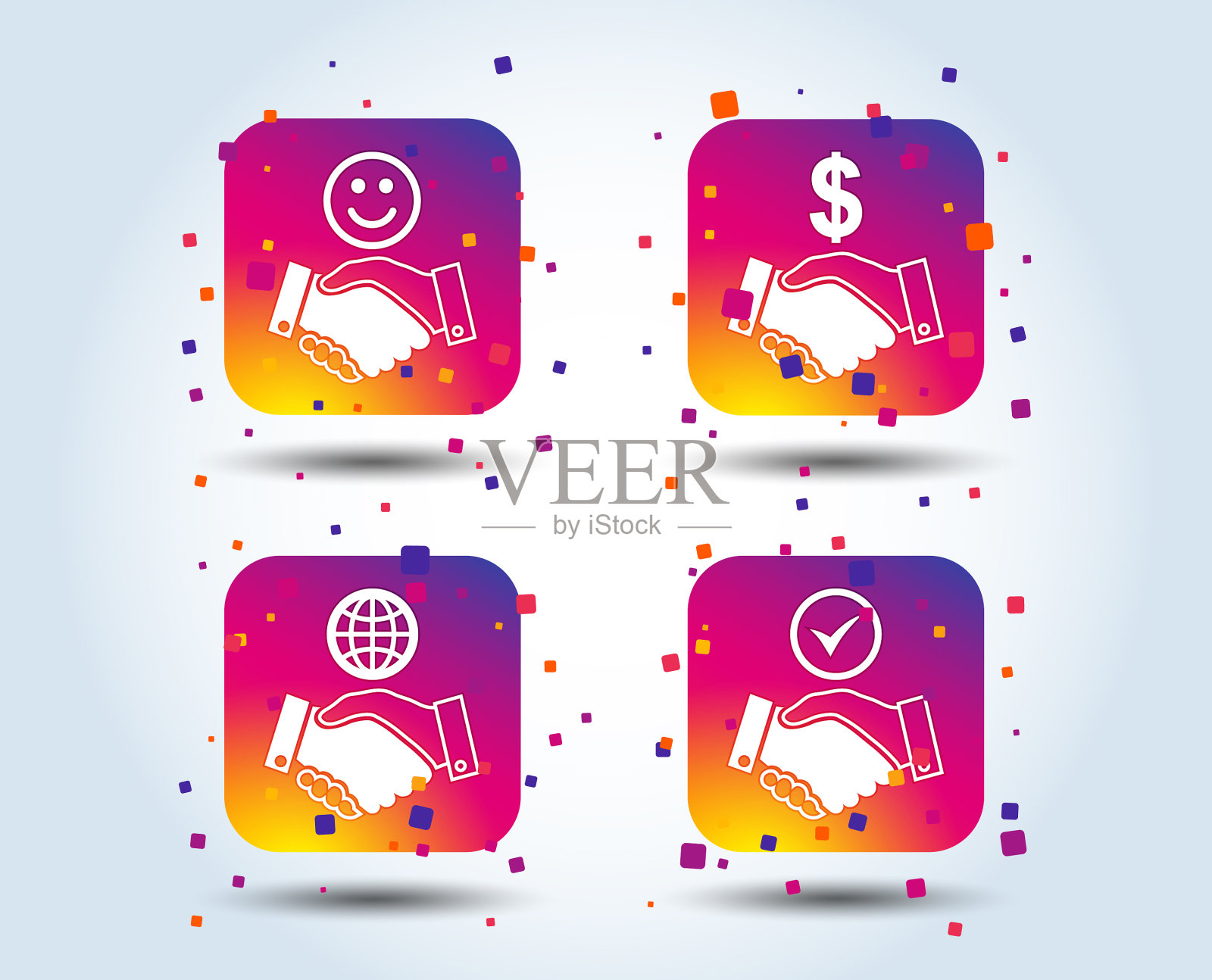 握手图标世界微笑笑脸插画图片素材