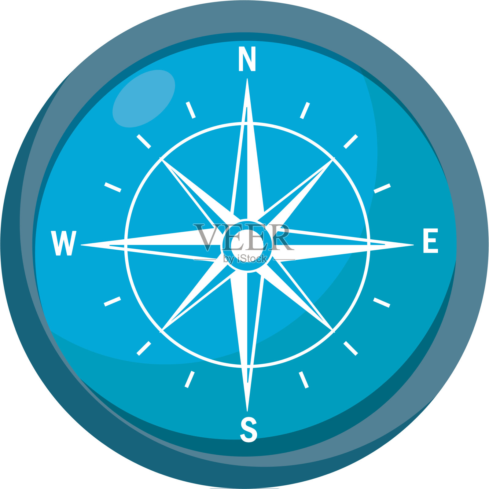 蓝色的罗盘图标设计元素图片