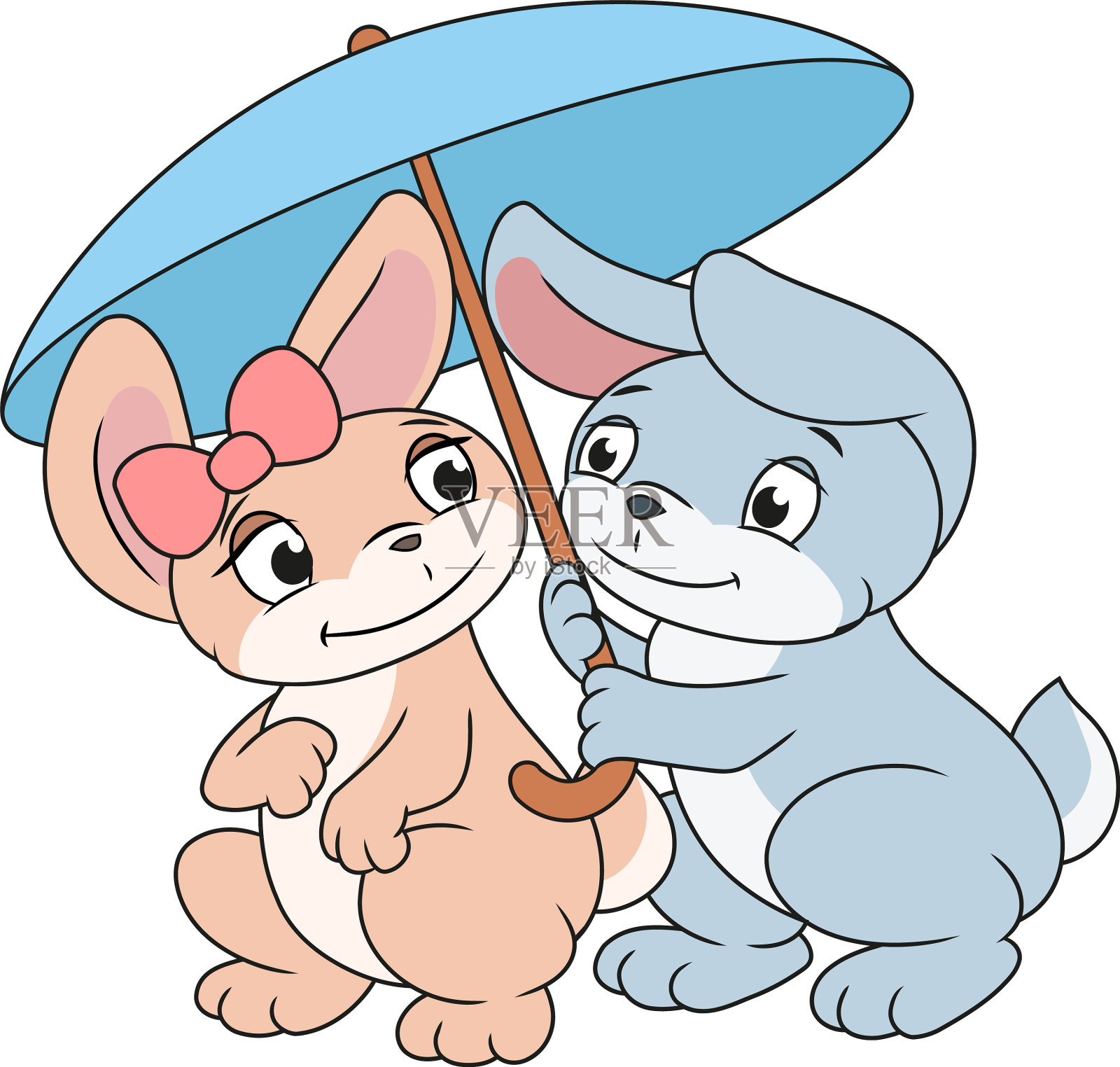 迷人的兔子与伞2插画图片素材