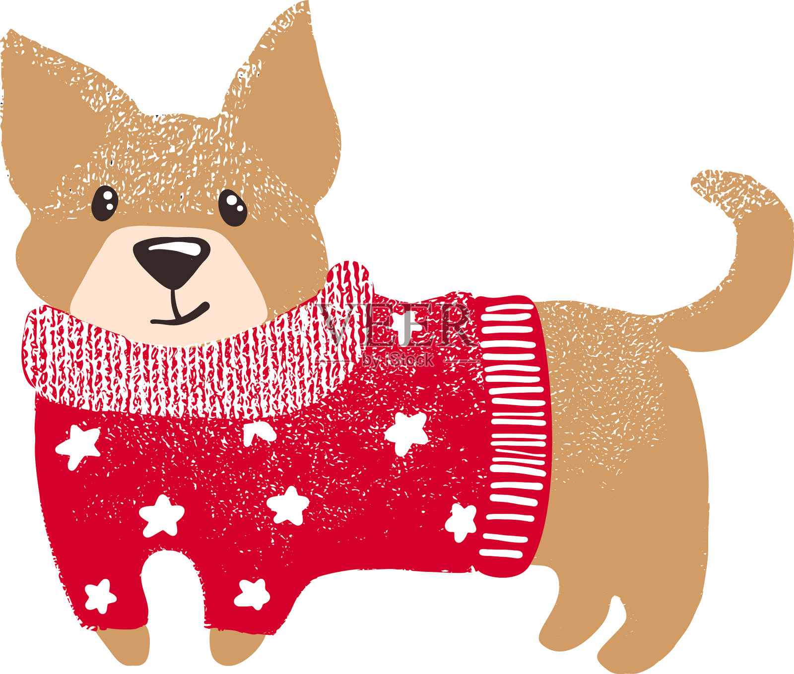 可爱的狗在温暖的冬天毛衣插画图片素材