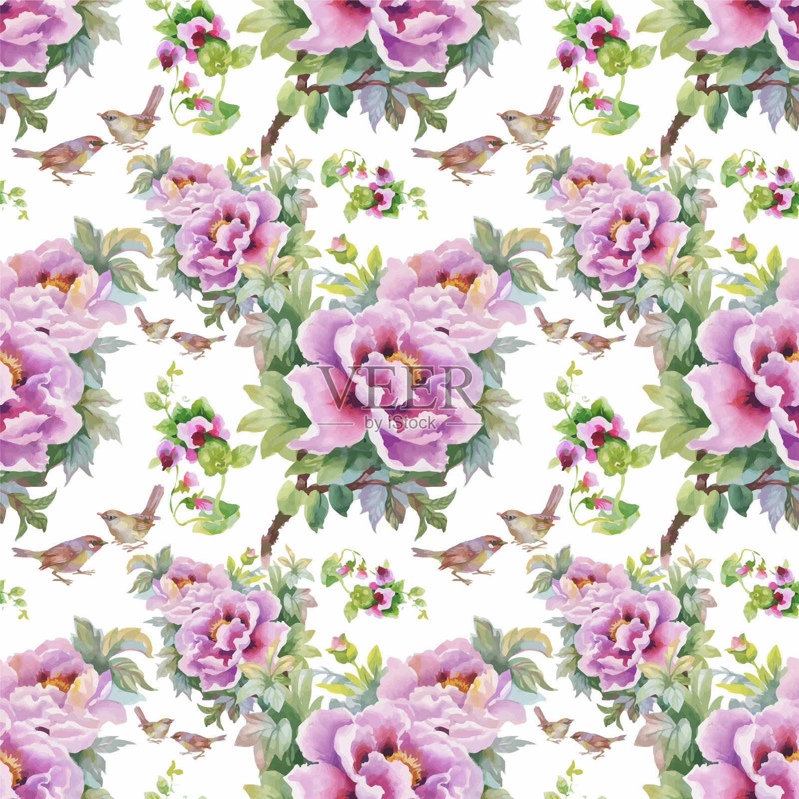 用水彩手绘无缝图案插画图片素材