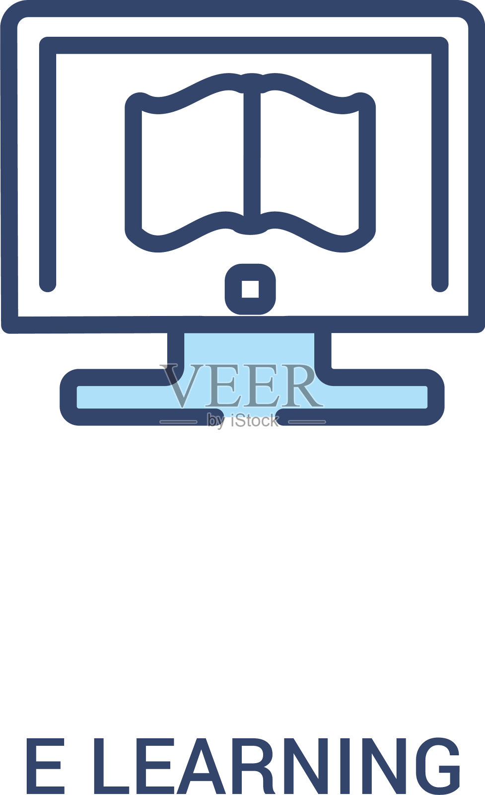 E学习概念2彩色图标简单线条插画图片素材