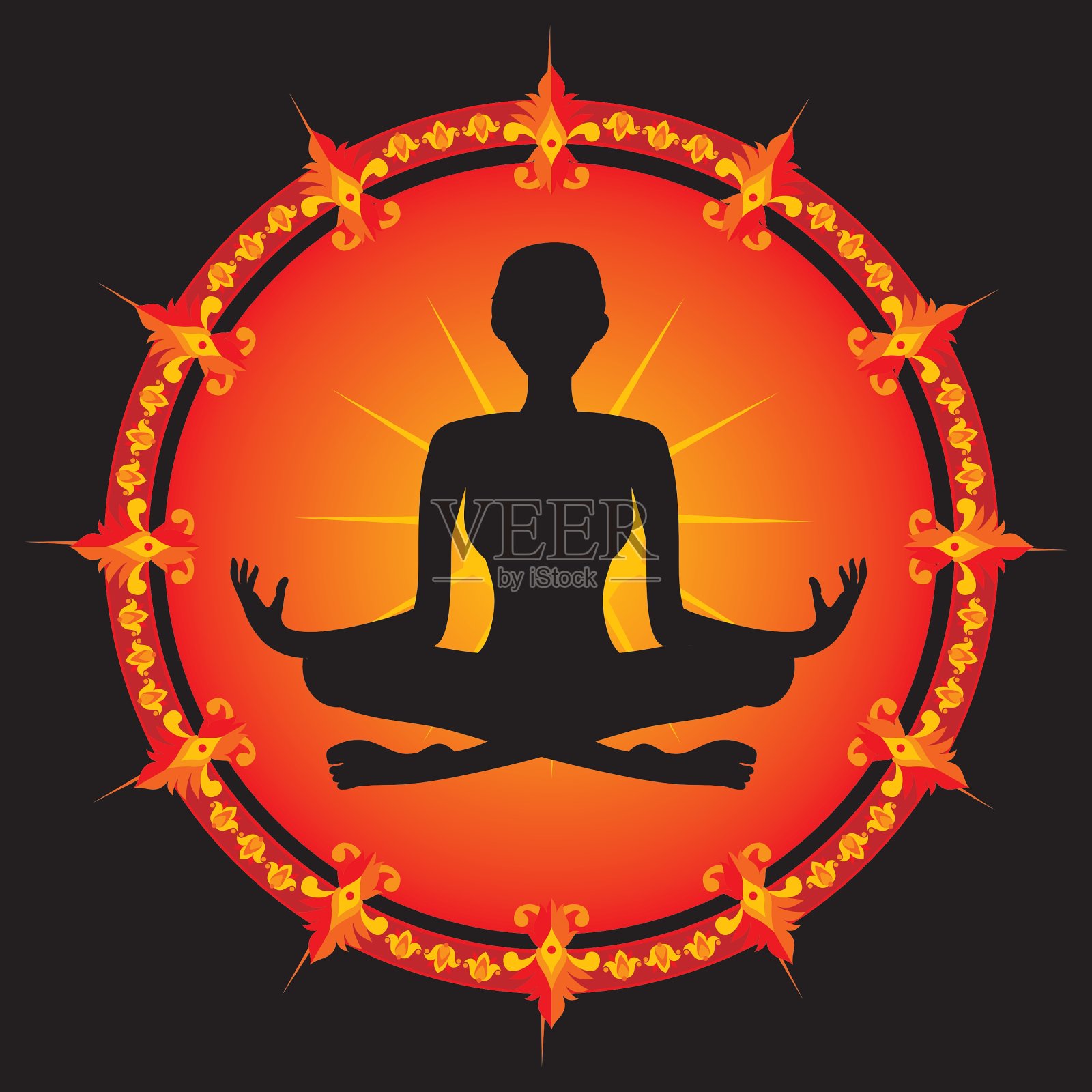 瑜伽的女孩轮廓插画图片素材