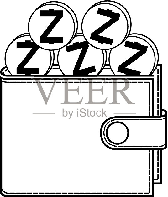 带有硬币的Zcash钱包设计元素图片