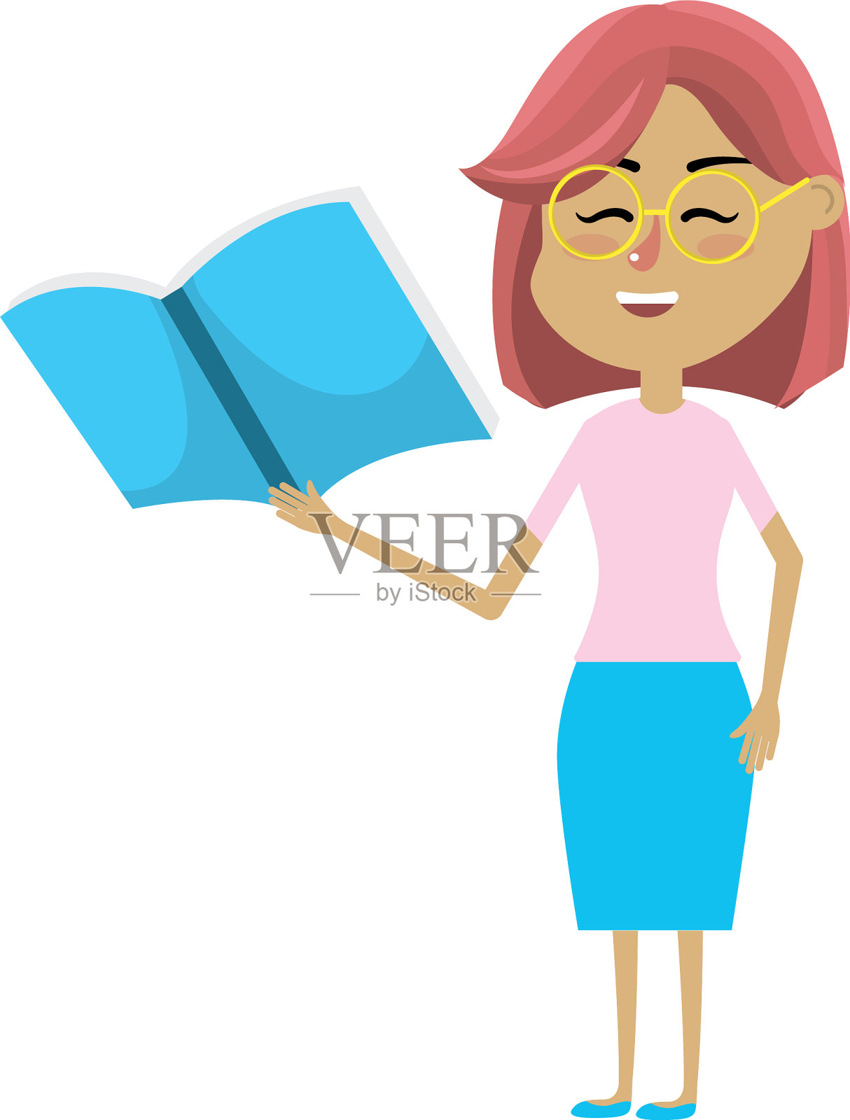 手里拿着学校工具的女教师插画图片素材