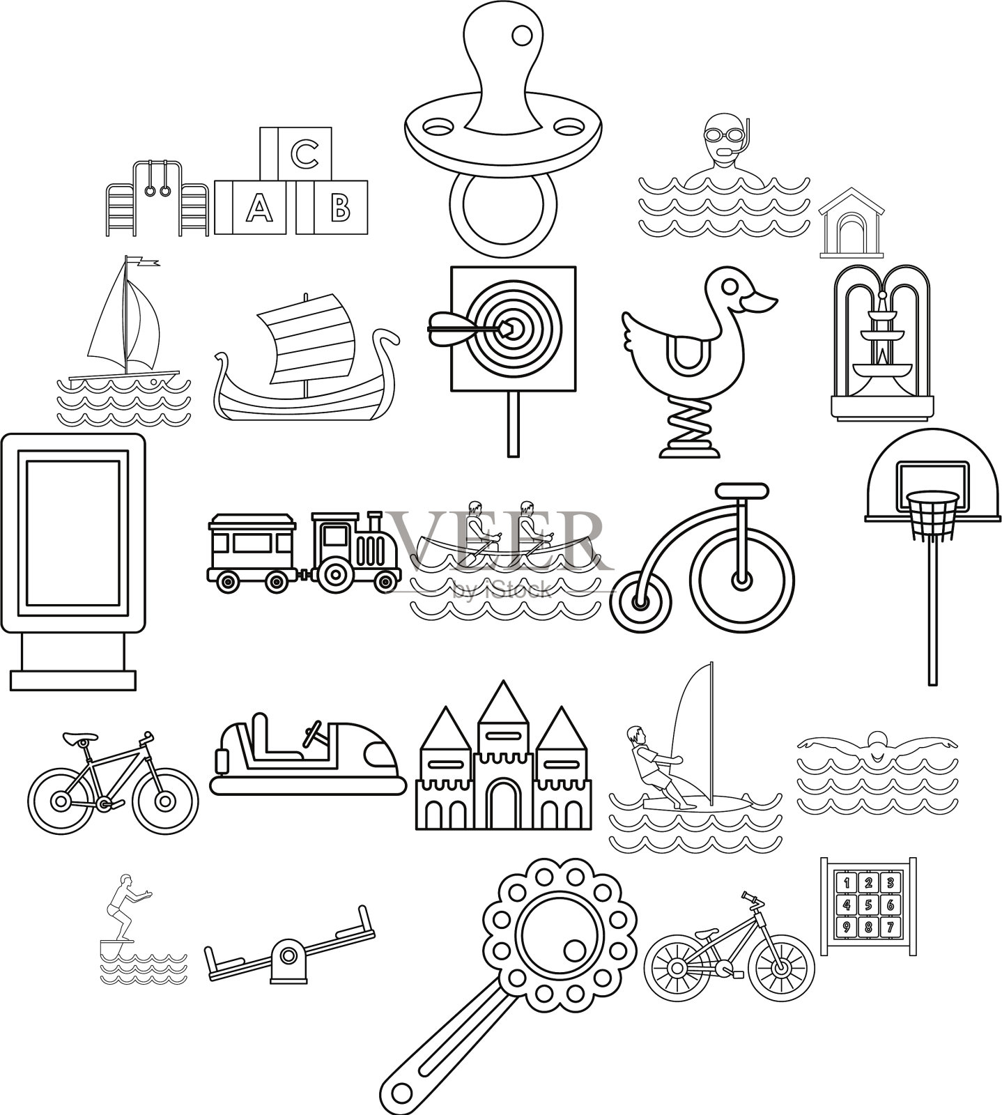 体能训练图标设置轮廓样式图标素材