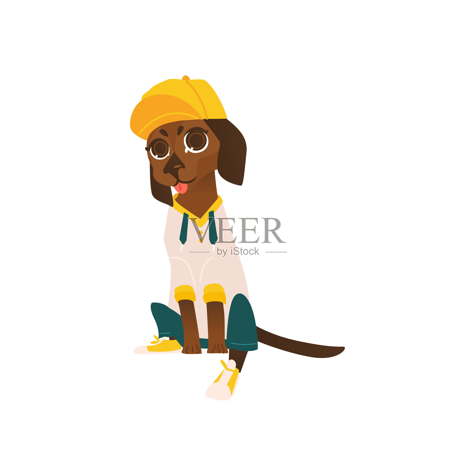 狗狗戴着帽子，伸出舌头设计元素图片