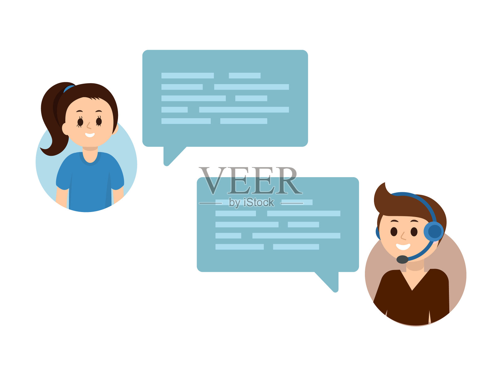 扁平人聊天在线支持服务设计元素图片