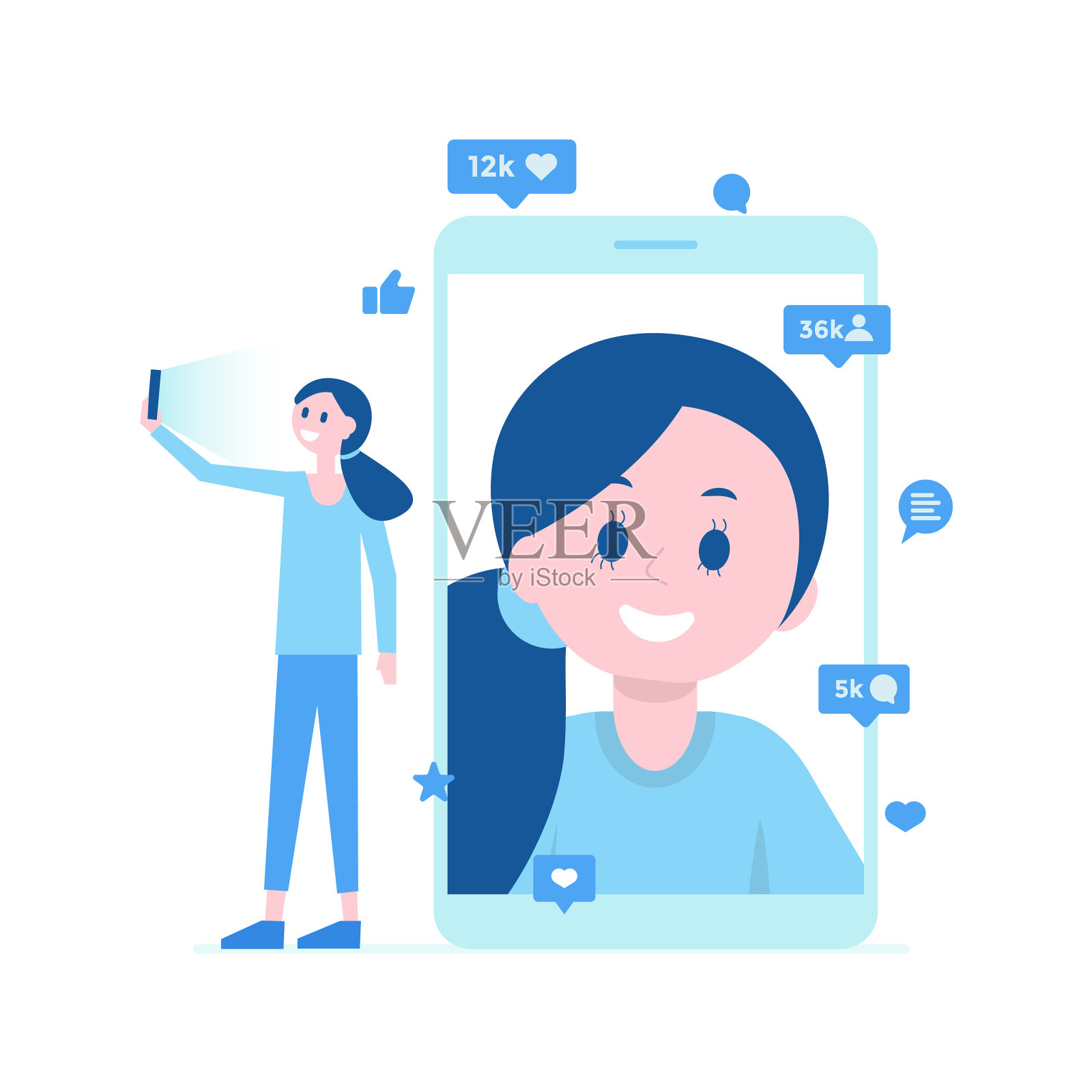 女孩自拍视频呼叫很多赞设计元素图片