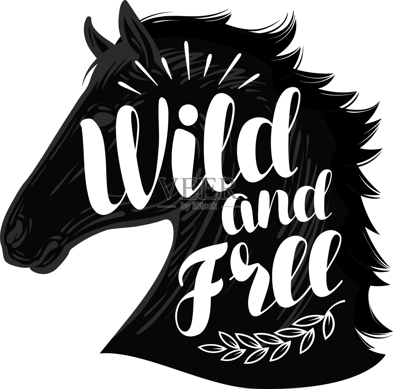 马狂野和自由的字母排印设计元素图片