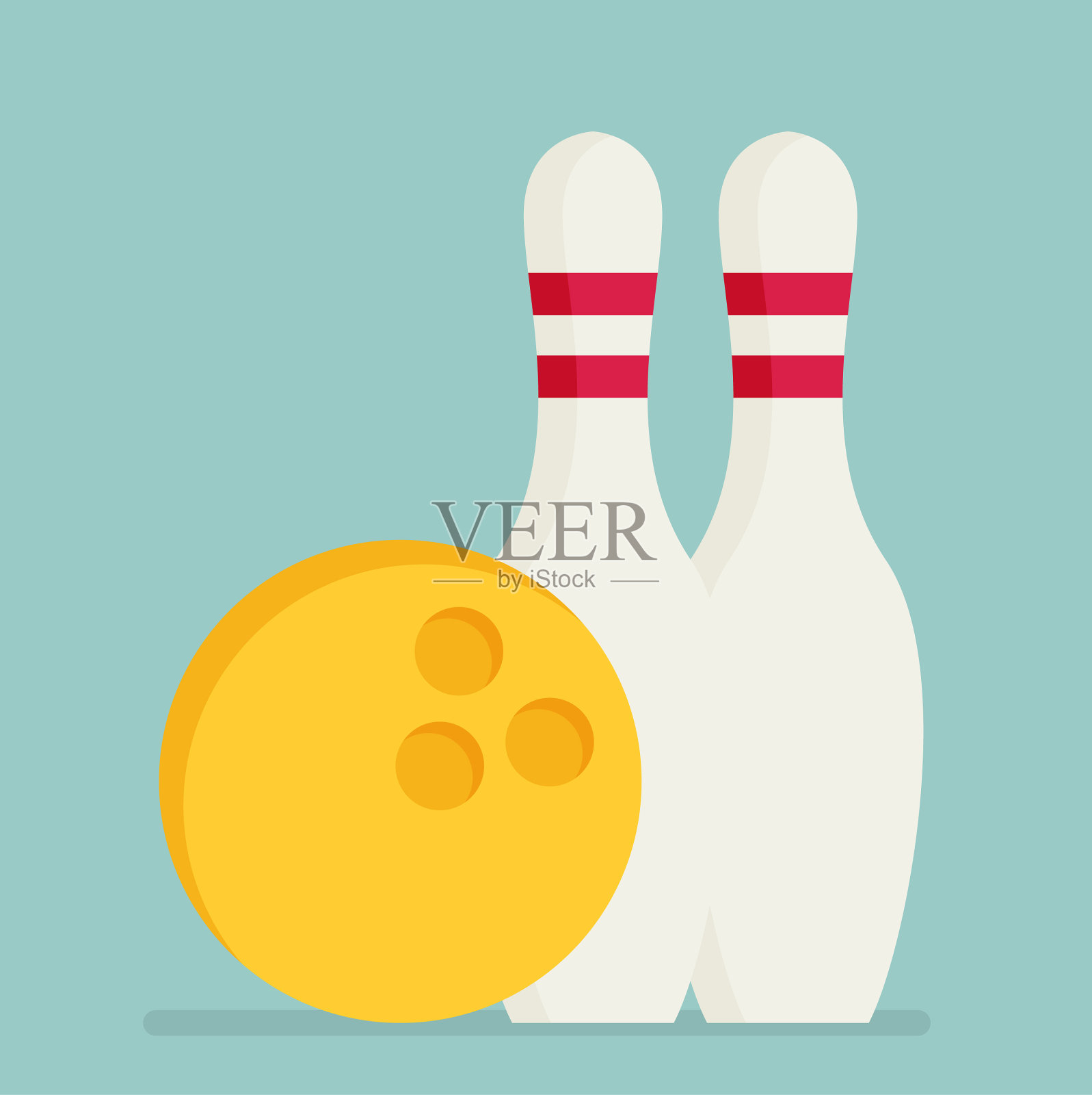 保龄球和瓶孤立的背景插画图片素材