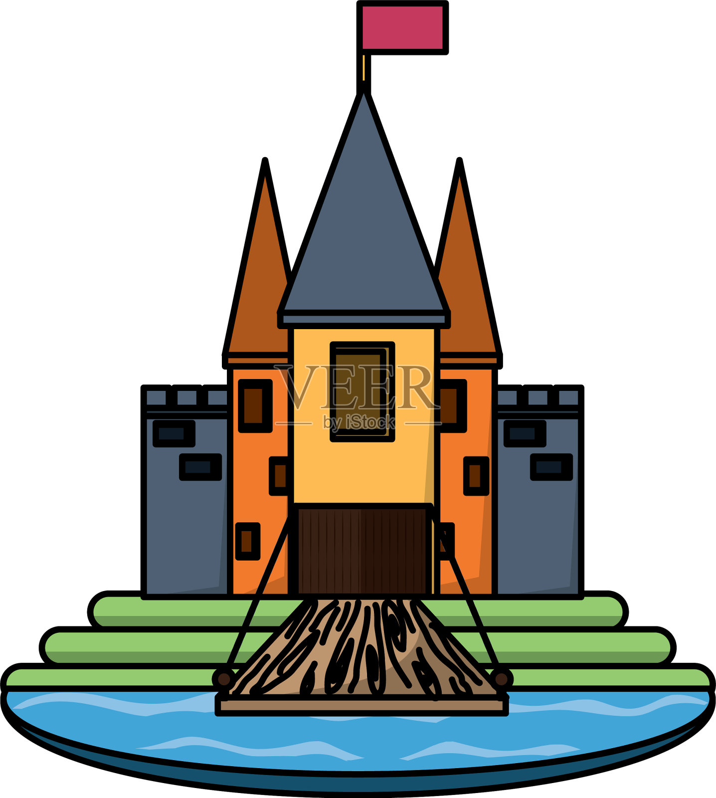 中世纪城堡图标设计元素图片