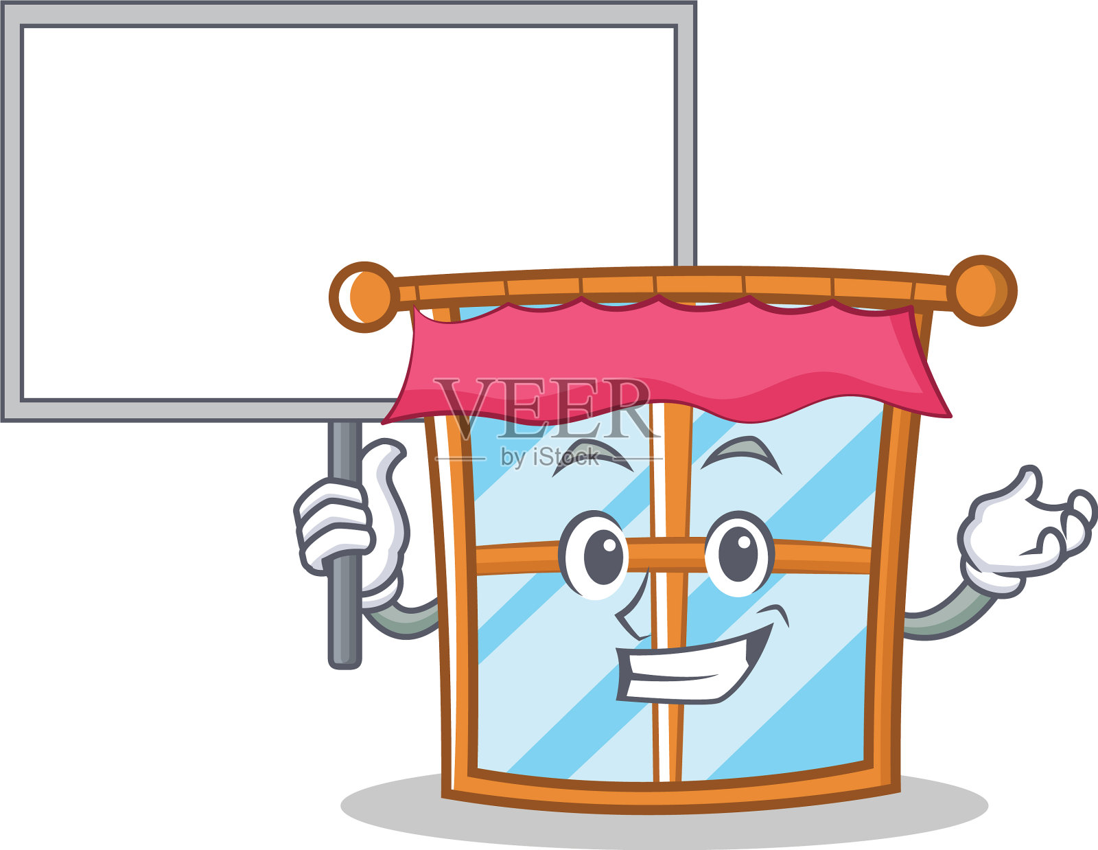 带有带视窗人物卡通风格插画图片素材