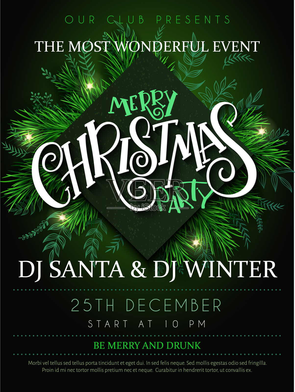 圣诞晚会海报插画图片素材