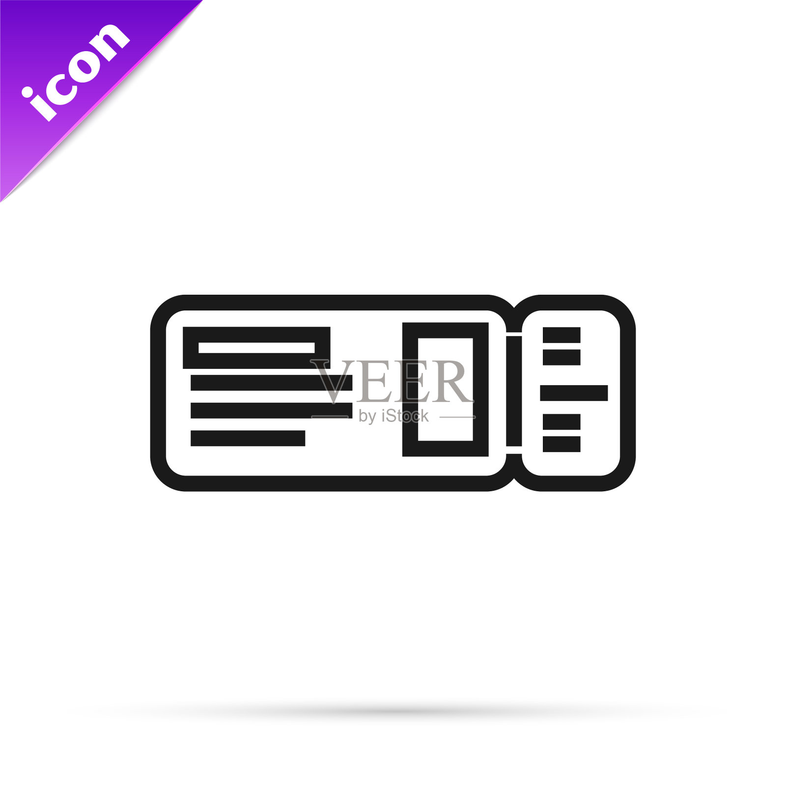 黑线旅行票图标孤立在白色上图标素材