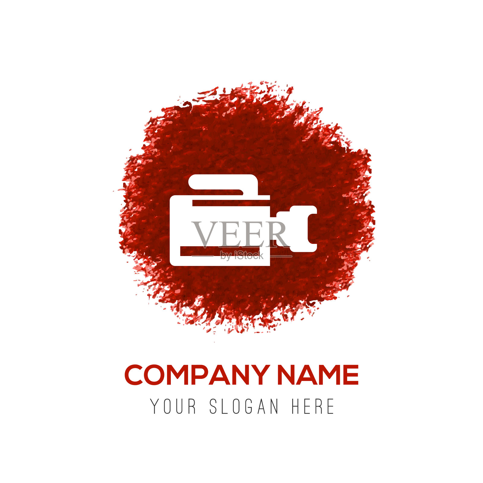 照片相机图标-红色水彩圈飞溅插画图片素材