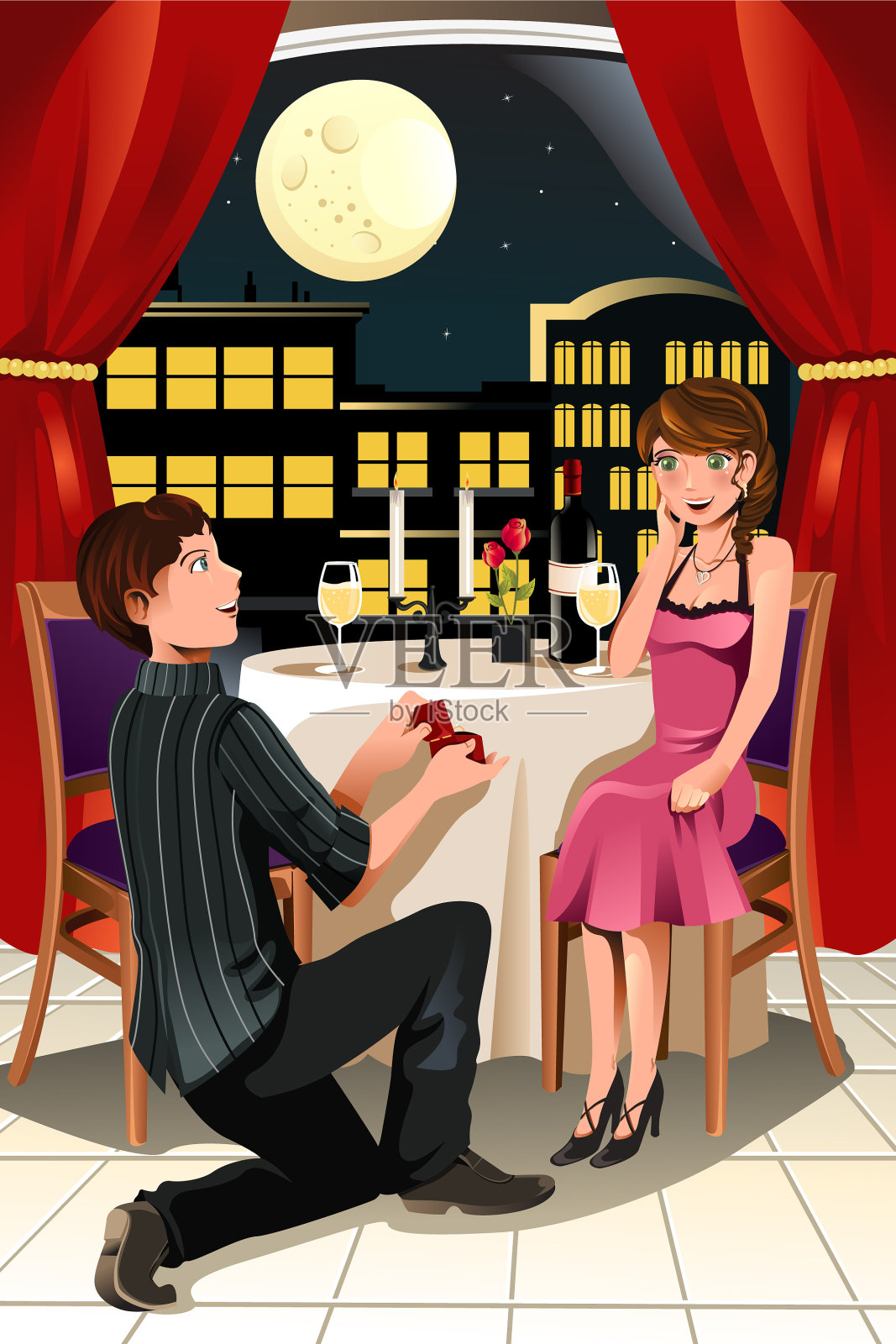 求婚插画图片素材