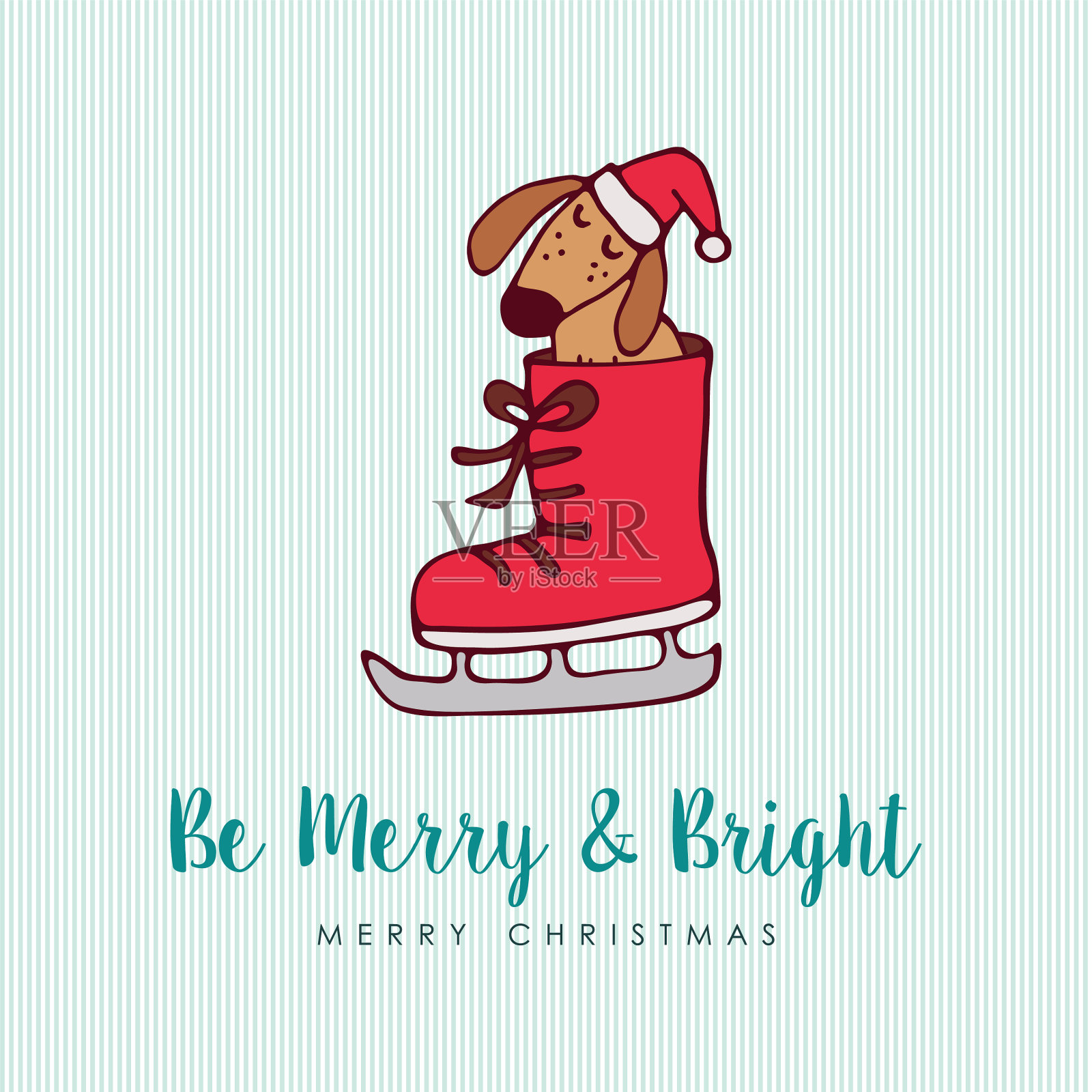 有趣的圣诞小狗狗卡通贺卡插画图片素材