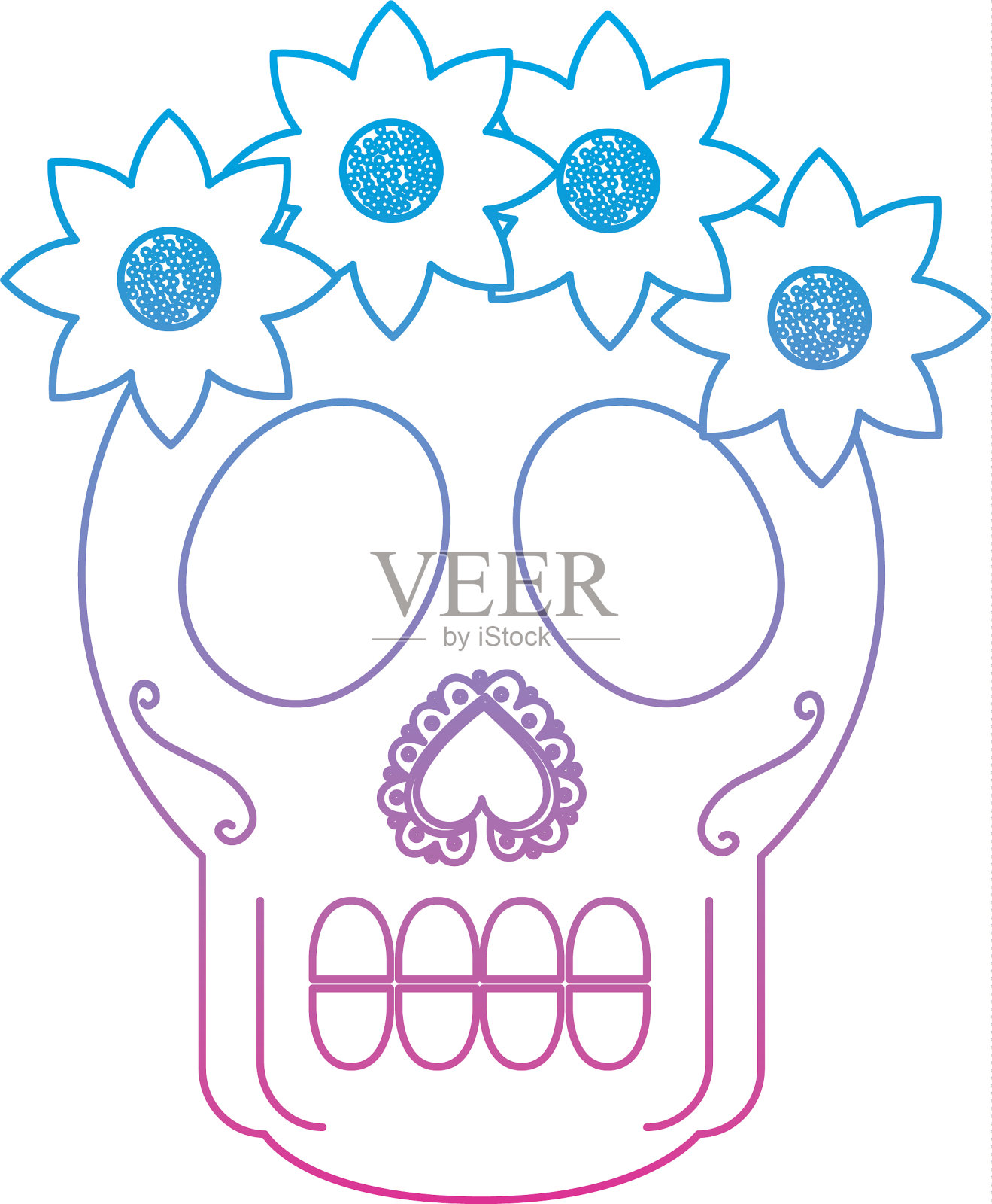卡特里娜糖骷髅墨西哥文化偶像形象插画图片素材