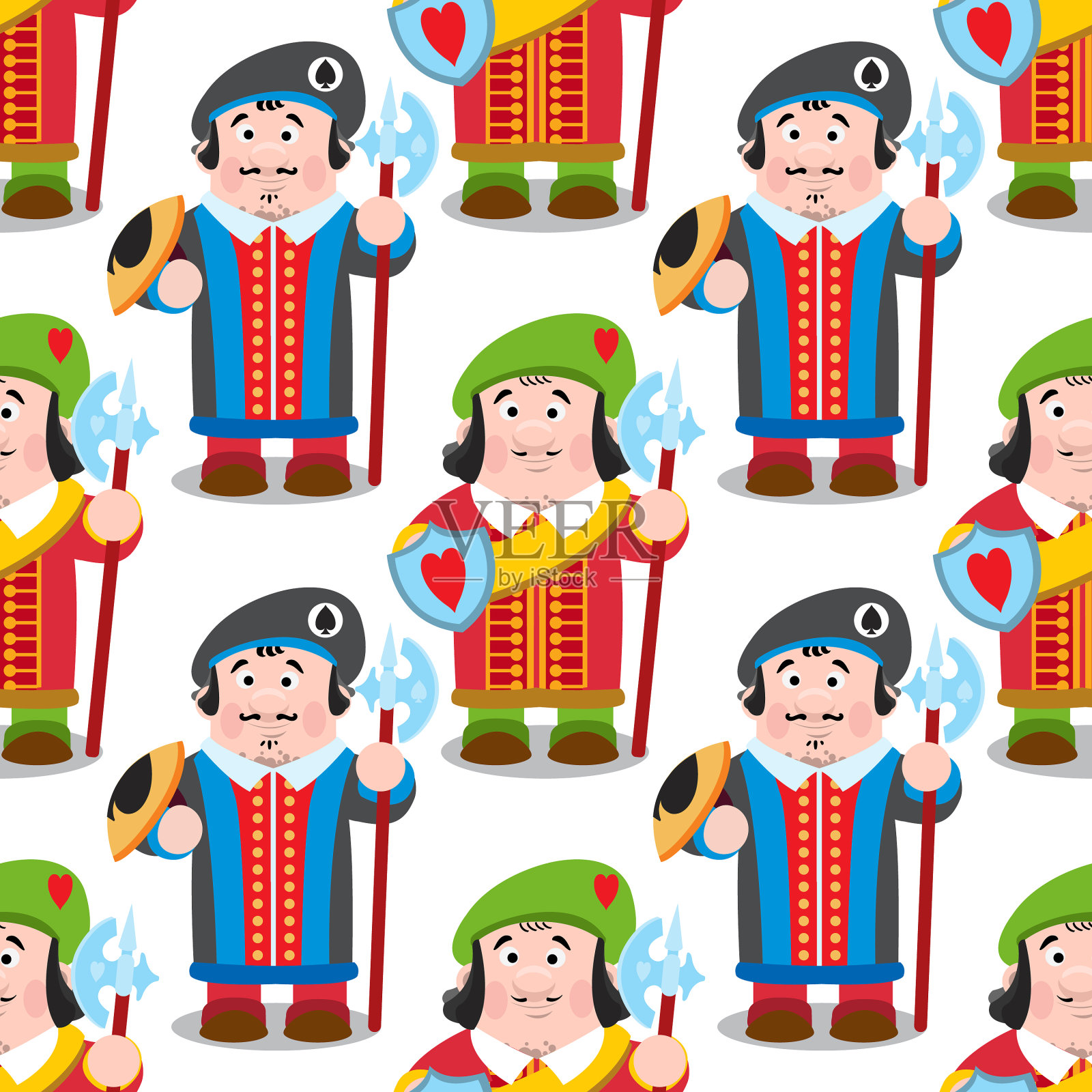 无缝图案与卡通王子插画图片素材