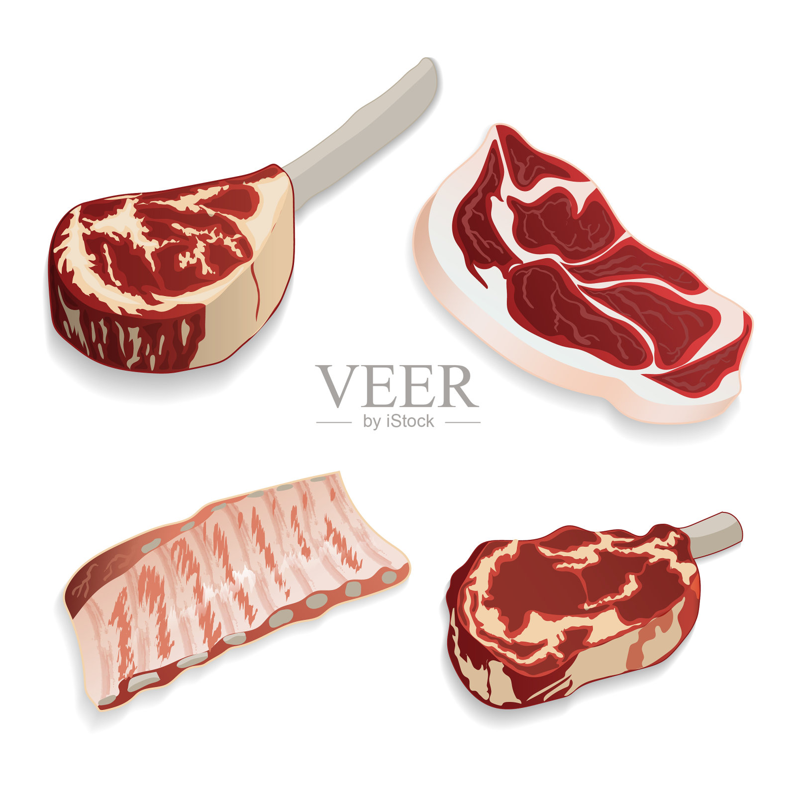 生有机牛肉，猪肉，羊肉插画图片素材