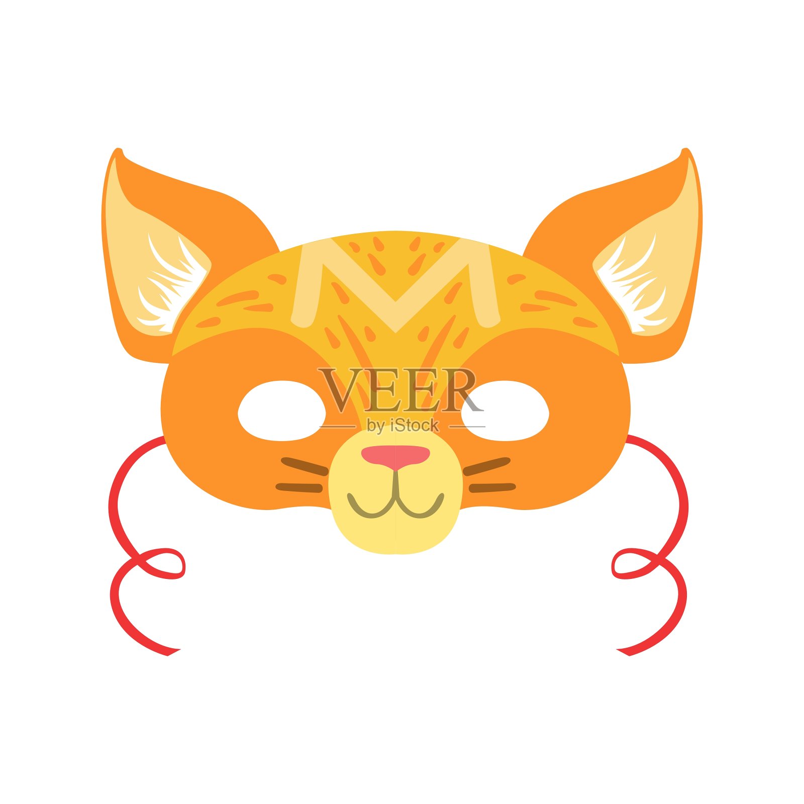 红猫动物头面具儿童嘉年华伪装设计元素图片